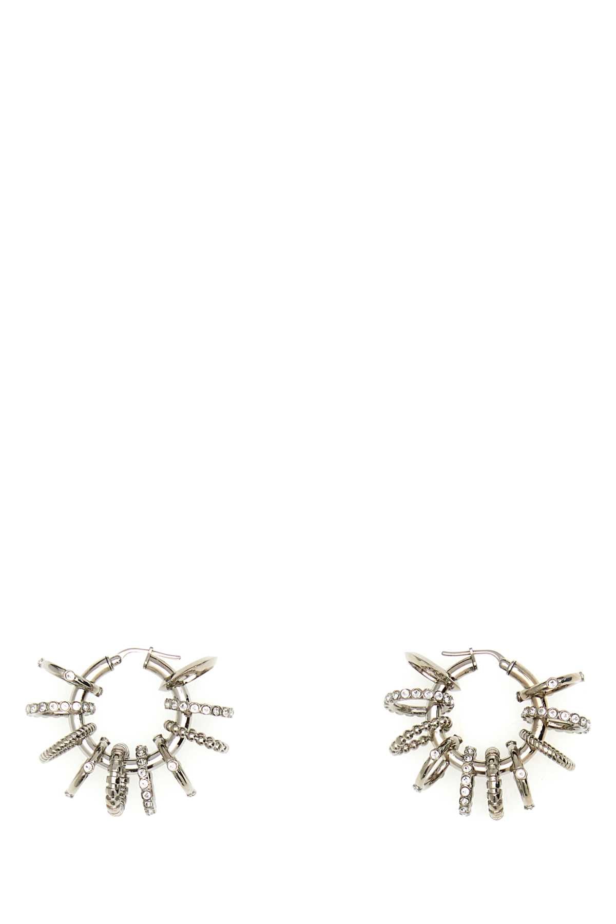 AMINA MUADDI Silver Metal Multi Ring Earrings - 5 cm x 5 cm