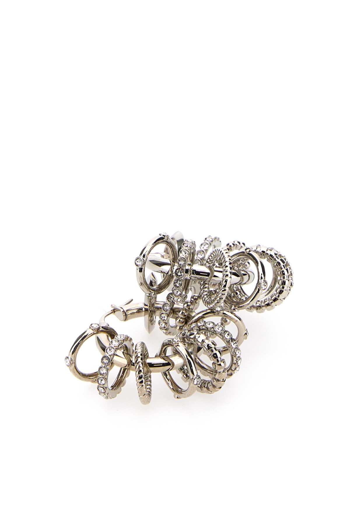 AMINA MUADDI Silver Metal Multi Ring Earrings - 5 cm x 5 cm