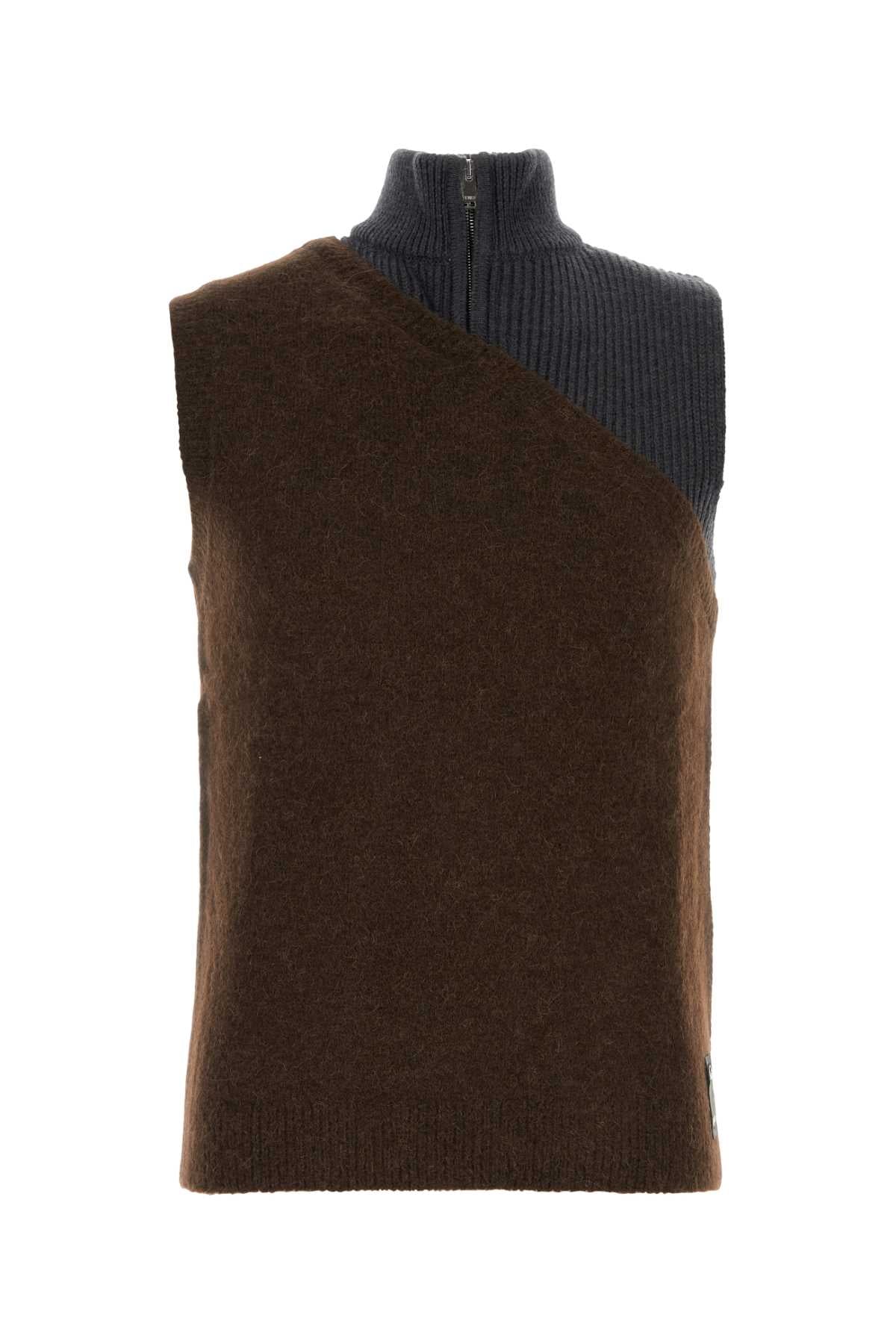 FENDI Two-tone Stretch Wool Blend Vest for Men