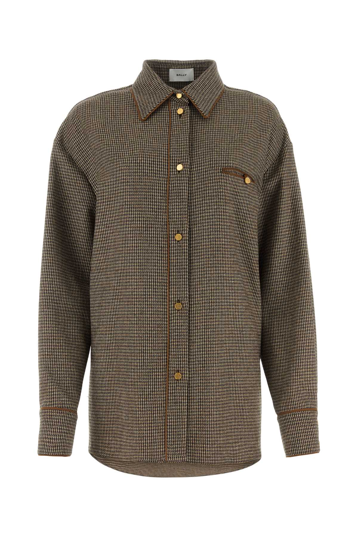 BALLY Embroidered Stretch Wool Blend Mini Shirt