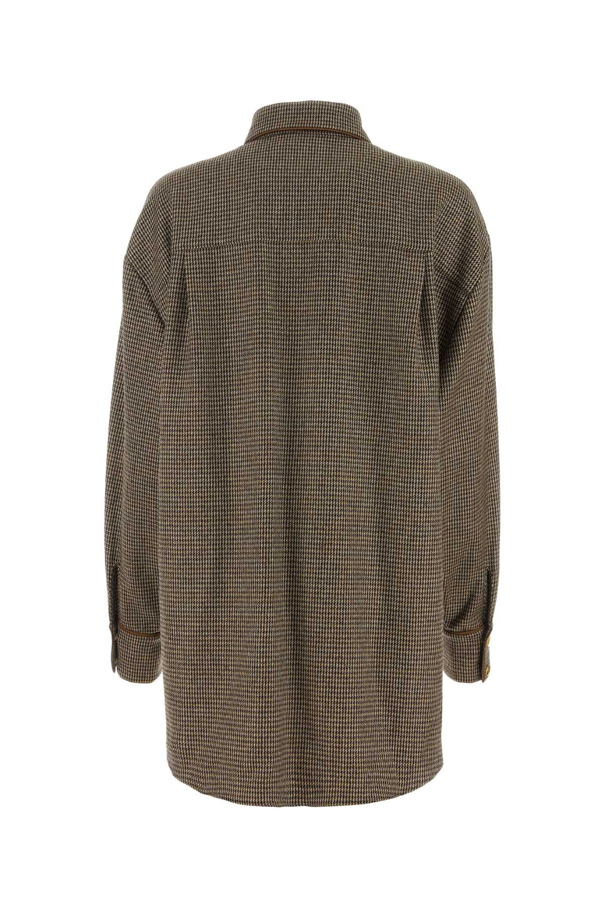 BALLY Embroidered Stretch Wool Blend Mini Shirt