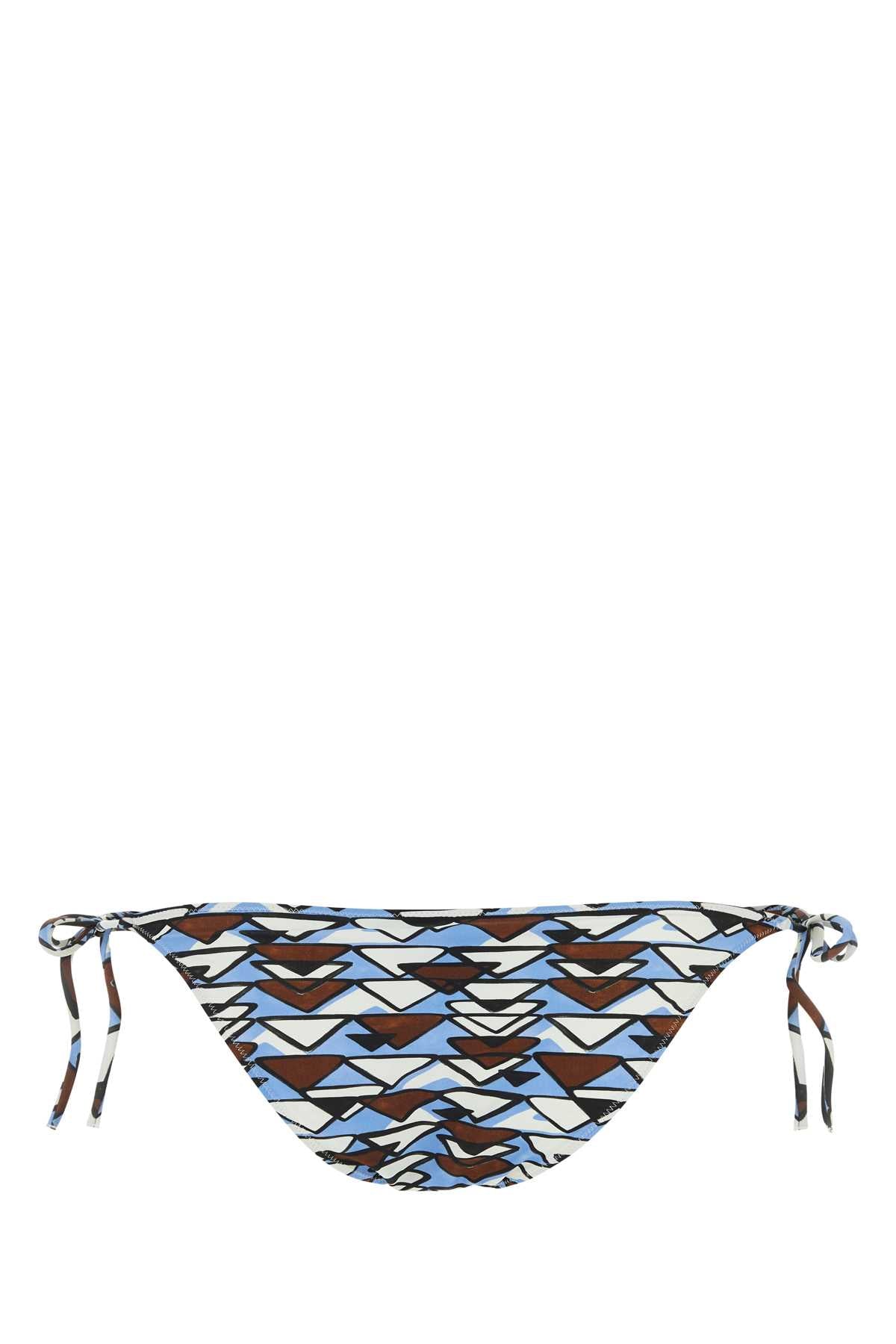 PRADA Printed Stretch Nylon Mini Bikini Bottom