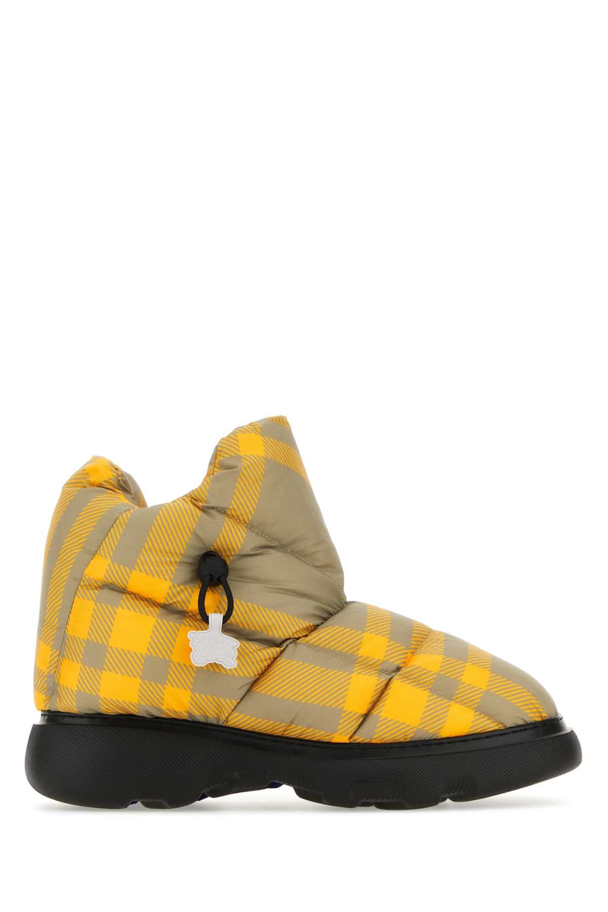 BURBERRY Printed Polyester Check Ankle Boots