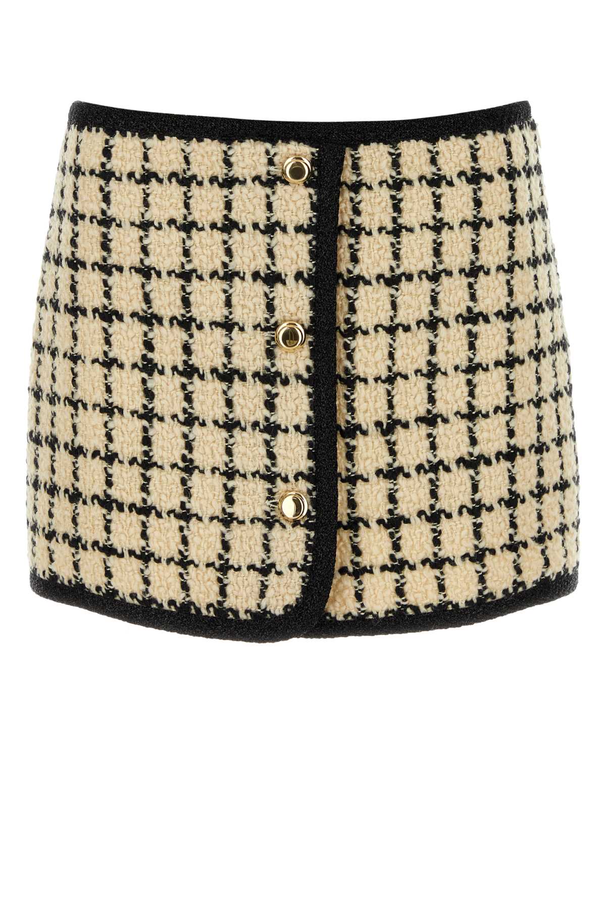 MIU MIU Embroidered Wool Blend Mini Skirt