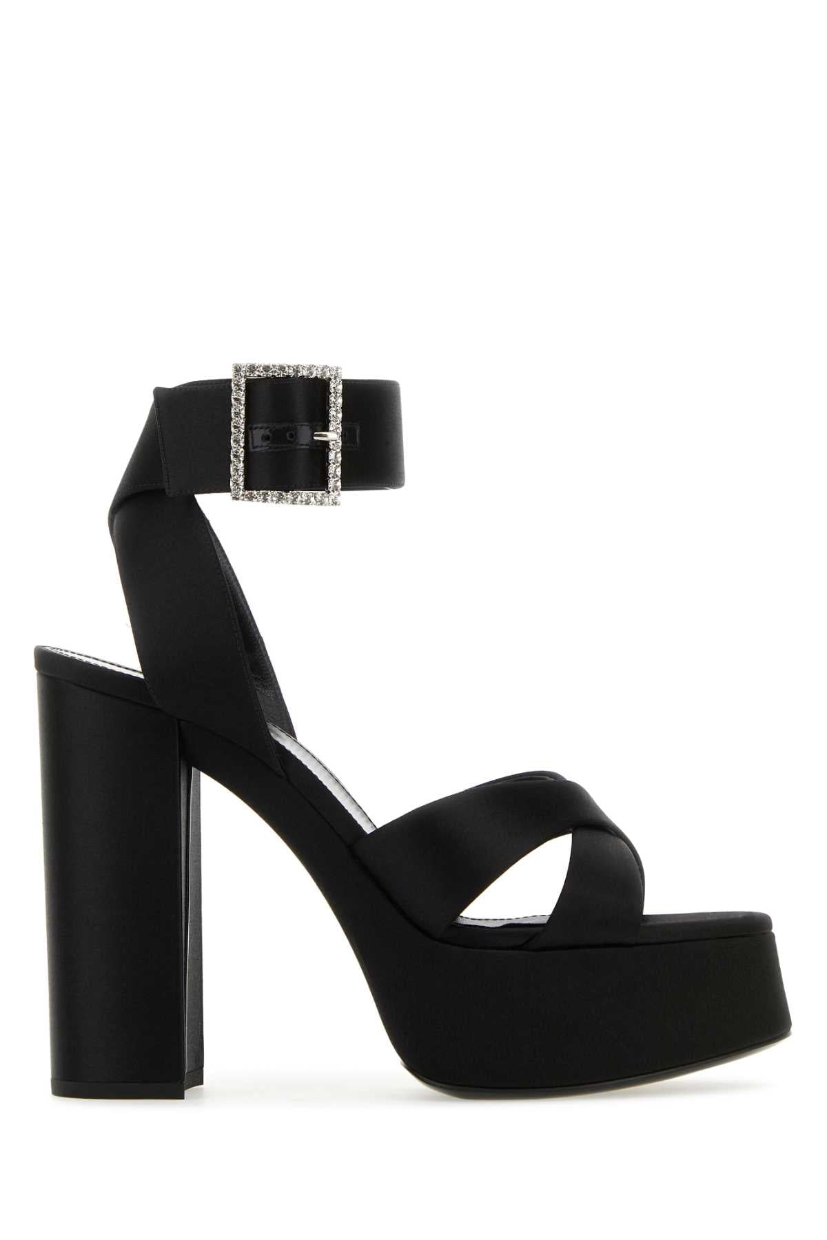 SAINT LAURENT Mini Satin Bianca Sandals with 12.5 cm Heel Height