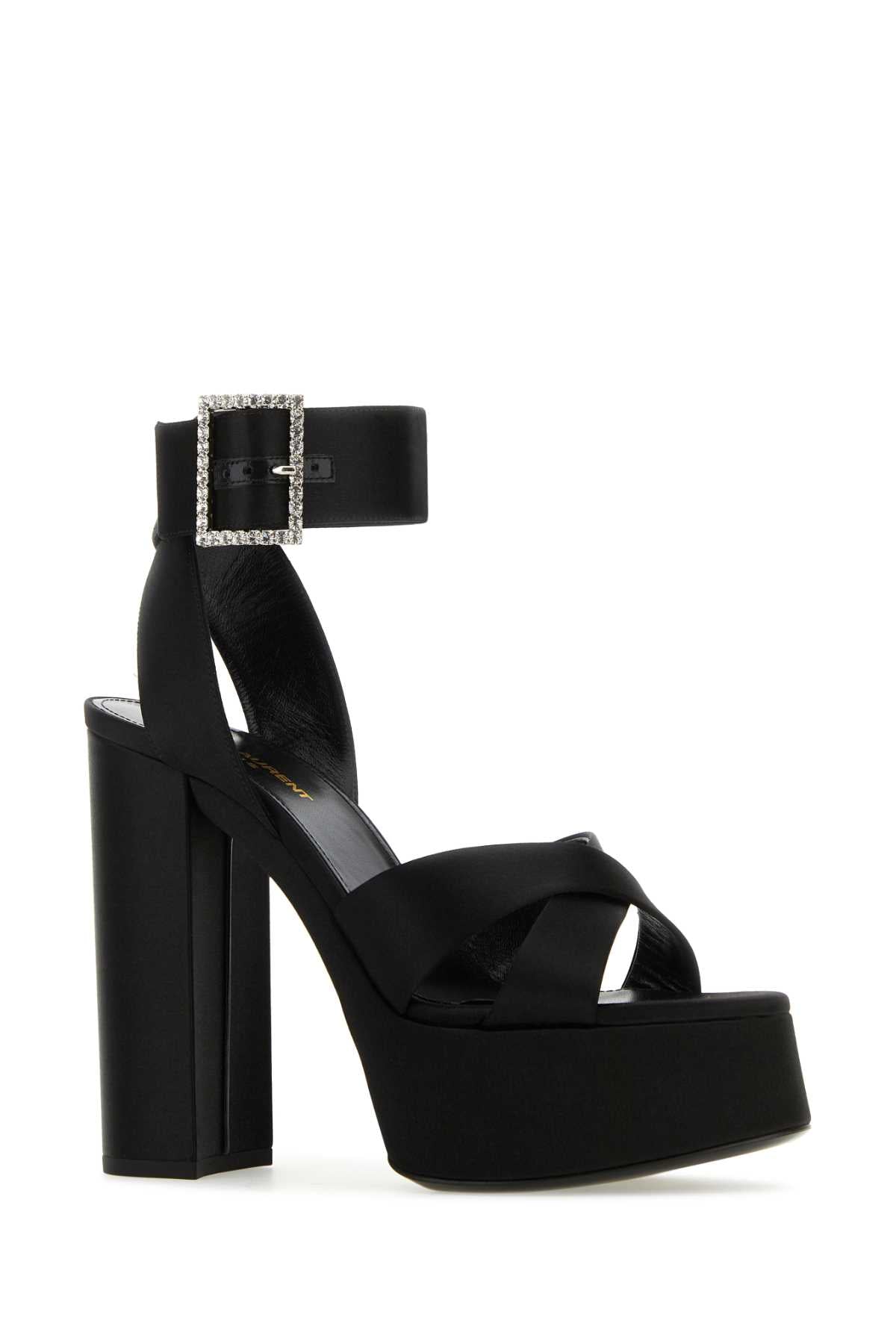 SAINT LAURENT Mini Satin Bianca Sandals with 12.5 cm Heel Height