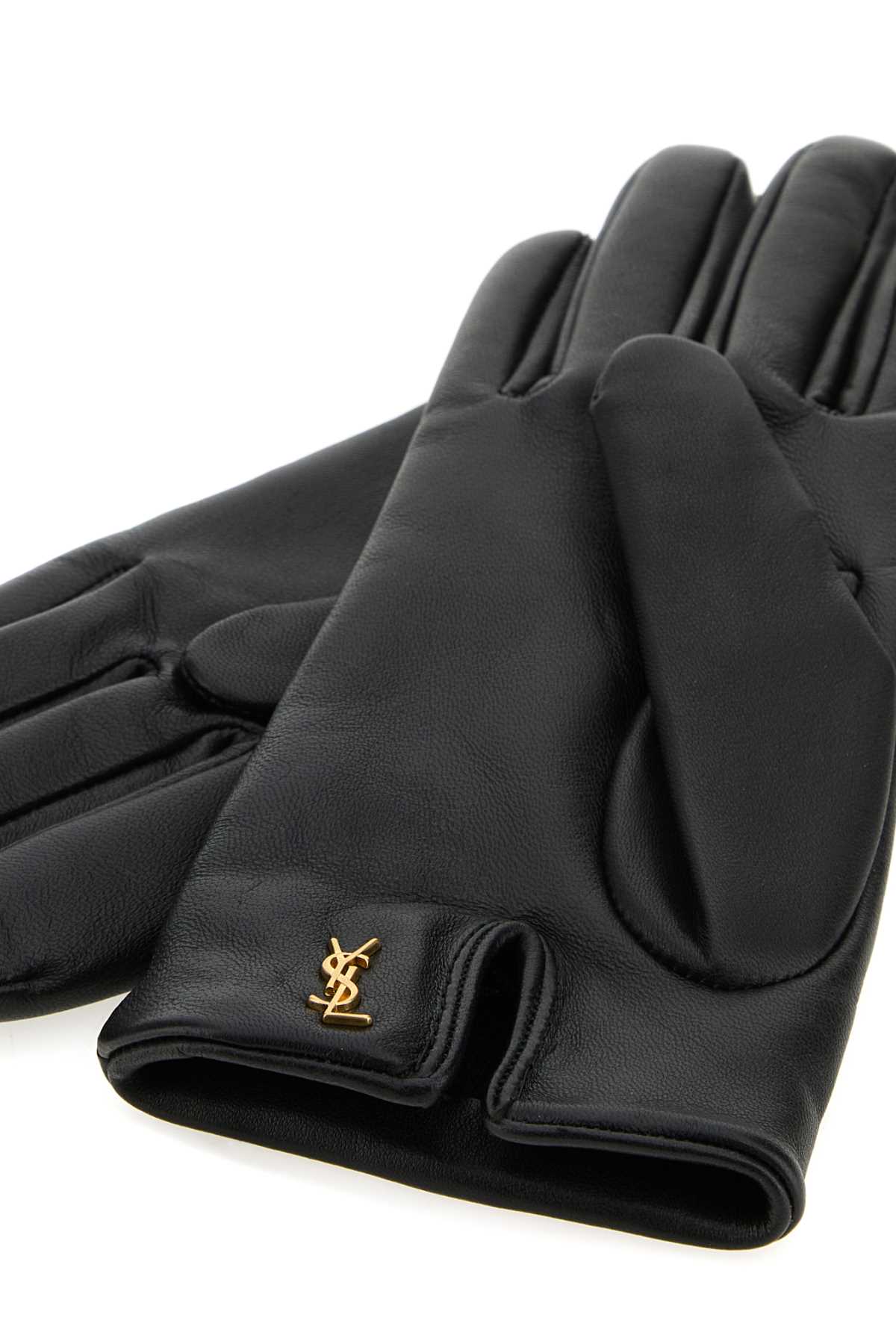 SAINT LAURENT Luxe Leather Cassandre Gloves for Women