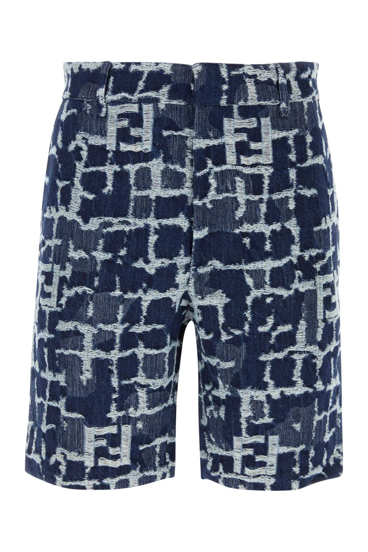FENDI Embroidered Denim Bermuda Shorts for Men