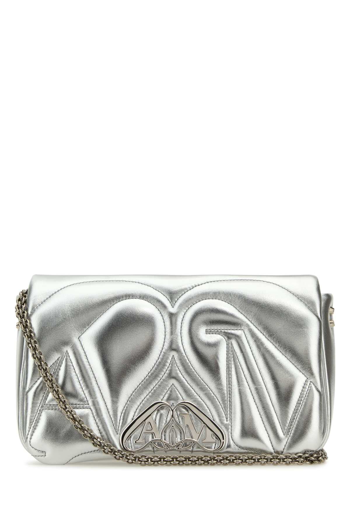 ALEXANDER MCQUEEN Mini Silver Leather Small Seal Shoulder Handbag