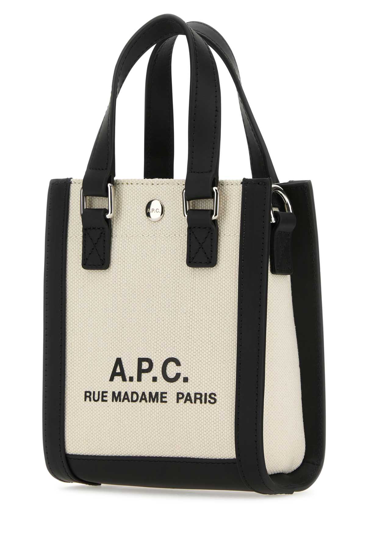 A.P.C. Stylish Two-Tone Canvas and Leather Mini Handbag (15 cm x 17 cm)