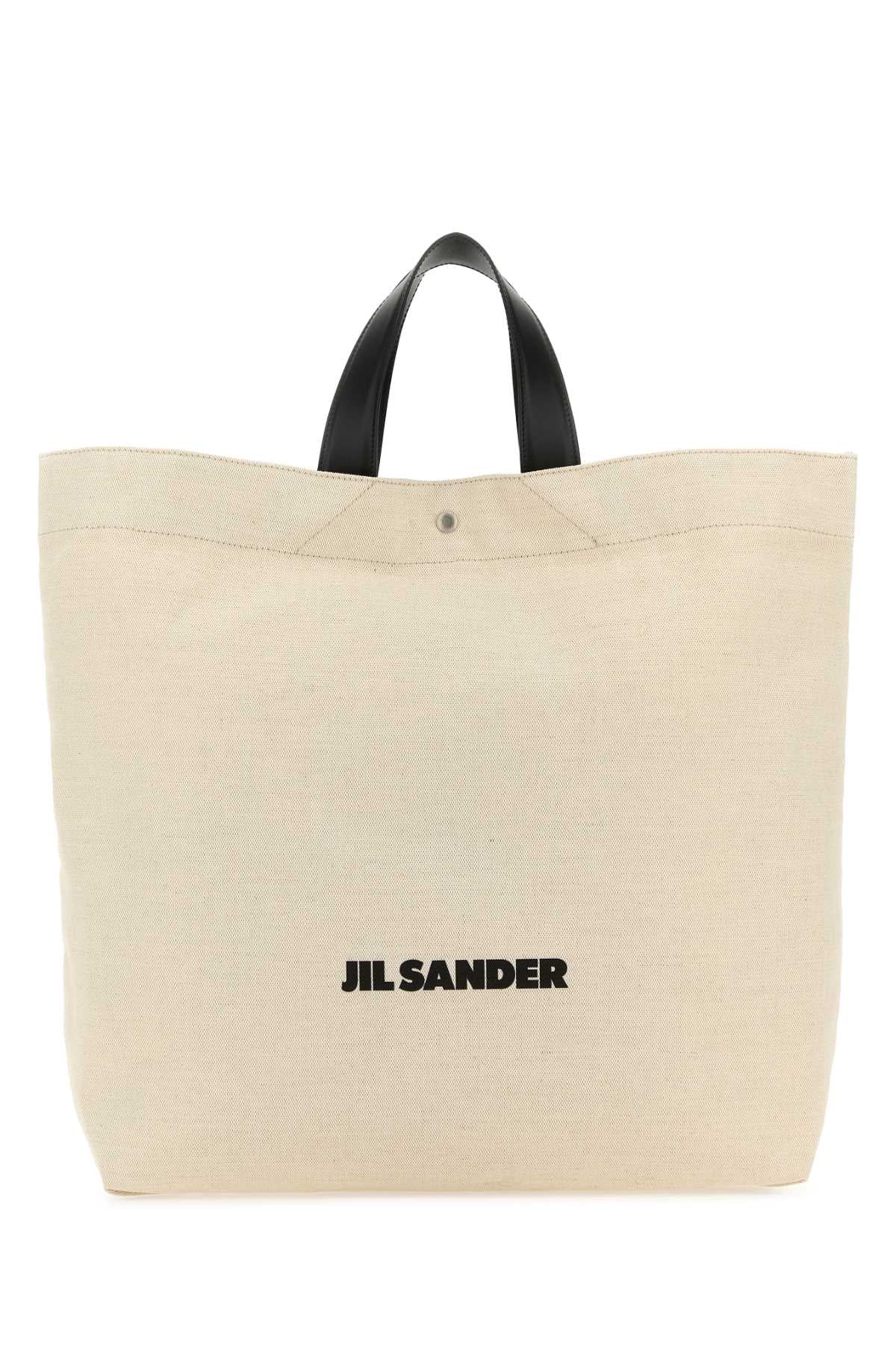 JIL SANDER Sand Canvas Flat Shopping Handbag 40 cm x 43 cm