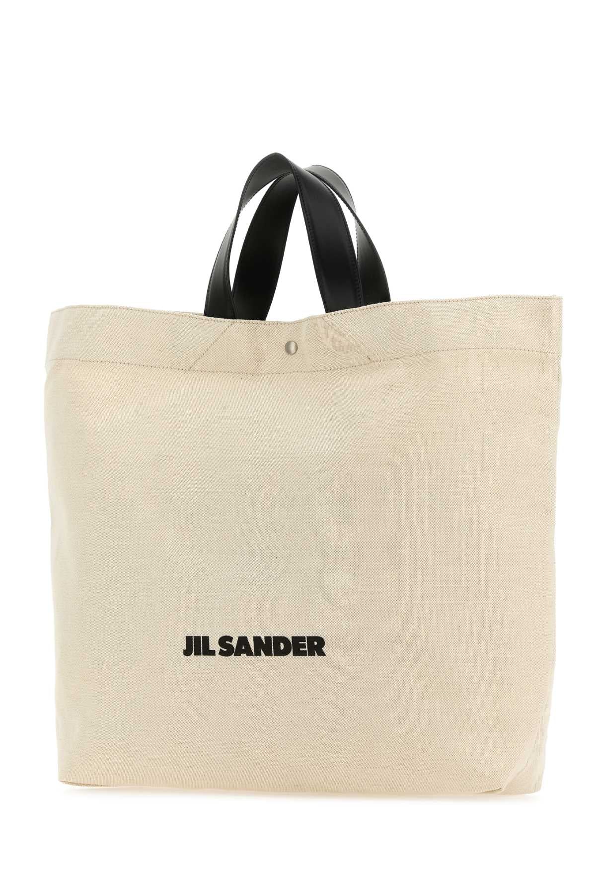 JIL SANDER Sand Canvas Flat Shopping Handbag 40 cm x 43 cm