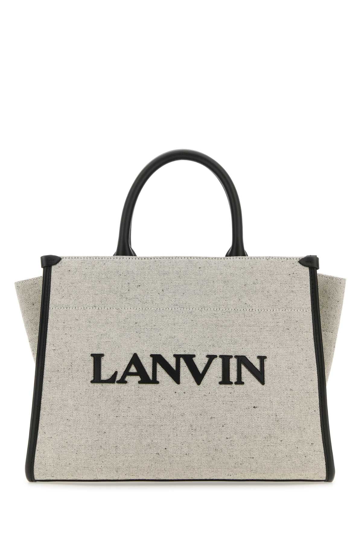 LANVIN Mini Two-Tone Canvas Small In & Out Shopping Handbag