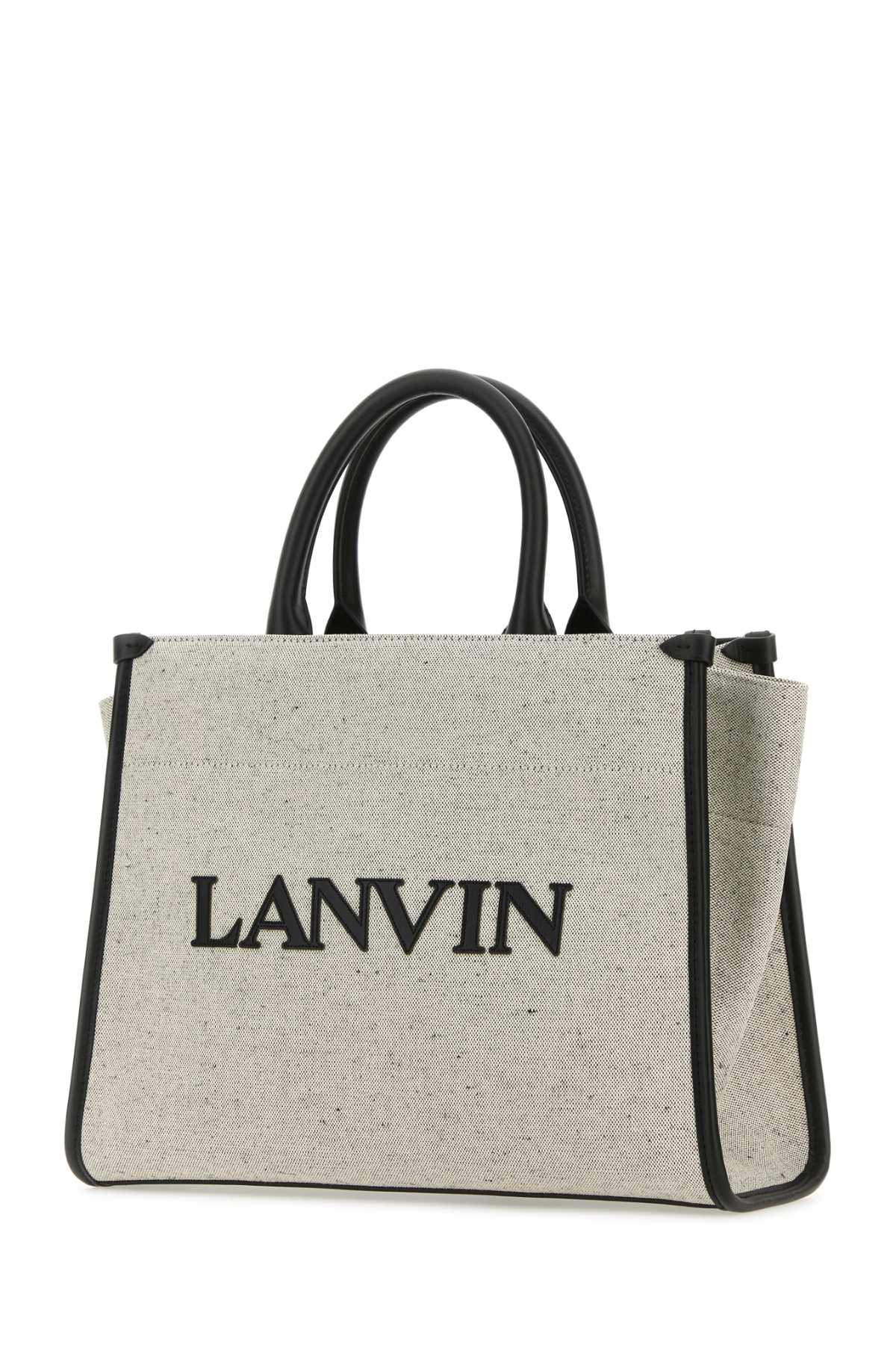 LANVIN Mini Two-Tone Canvas Small In & Out Shopping Handbag