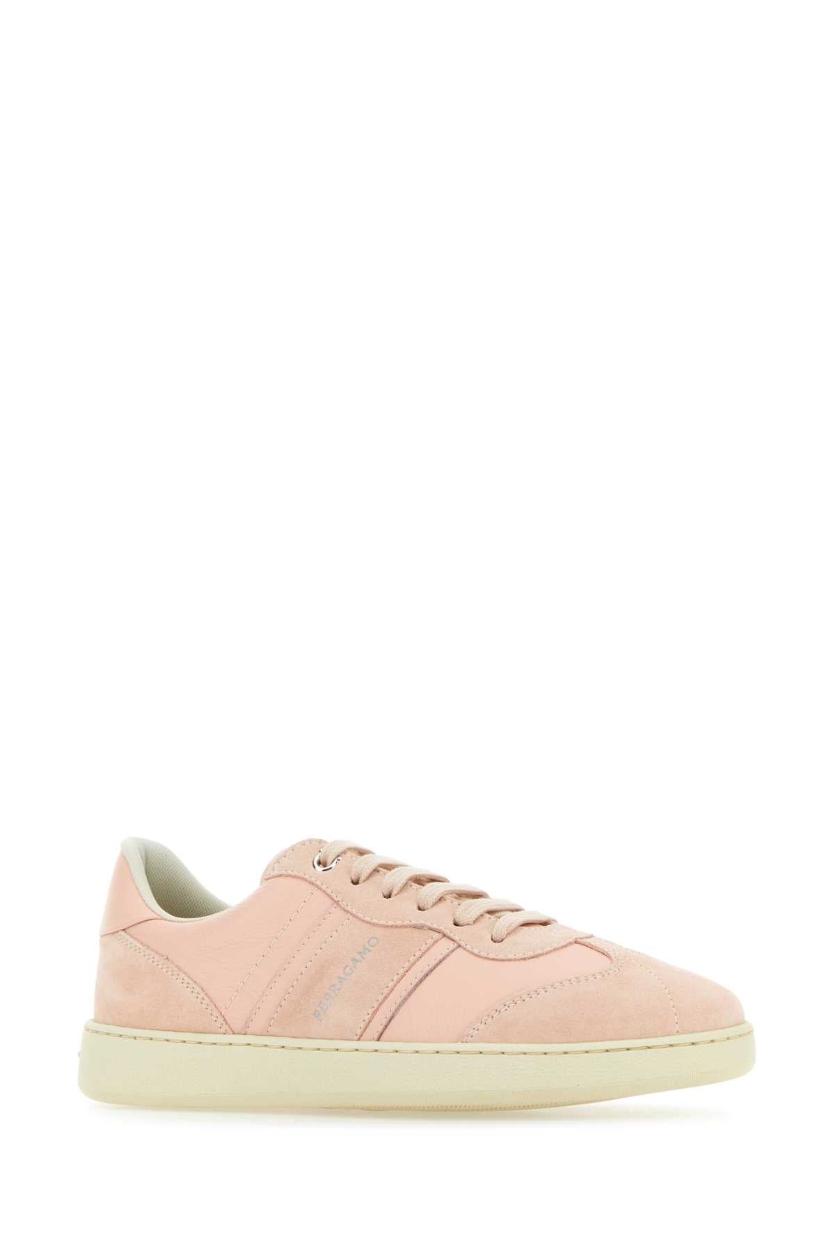 Ferragamo Pastel Leather and Suede Achille Sneaker - Women's