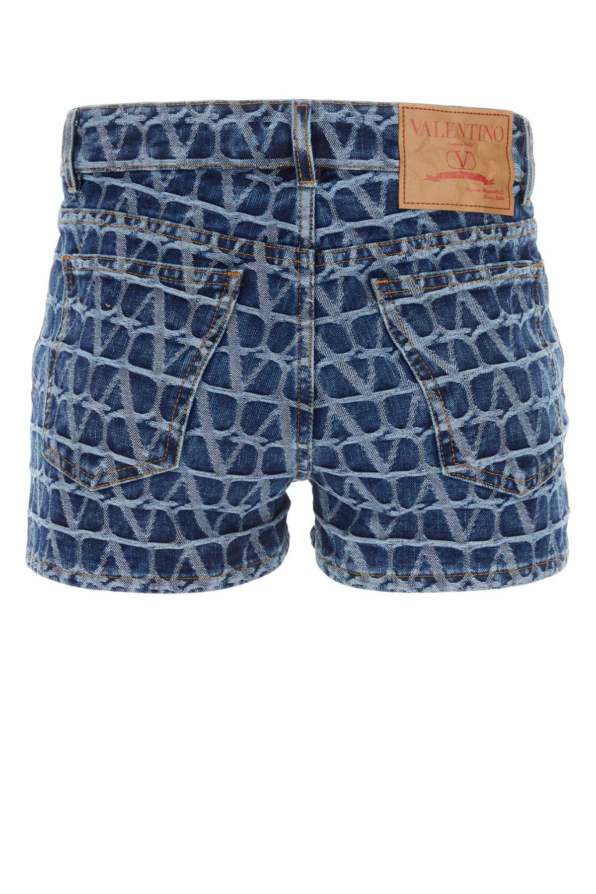 VALENTINO GARAVANI Toile Iconographe Denim Mini Shorts