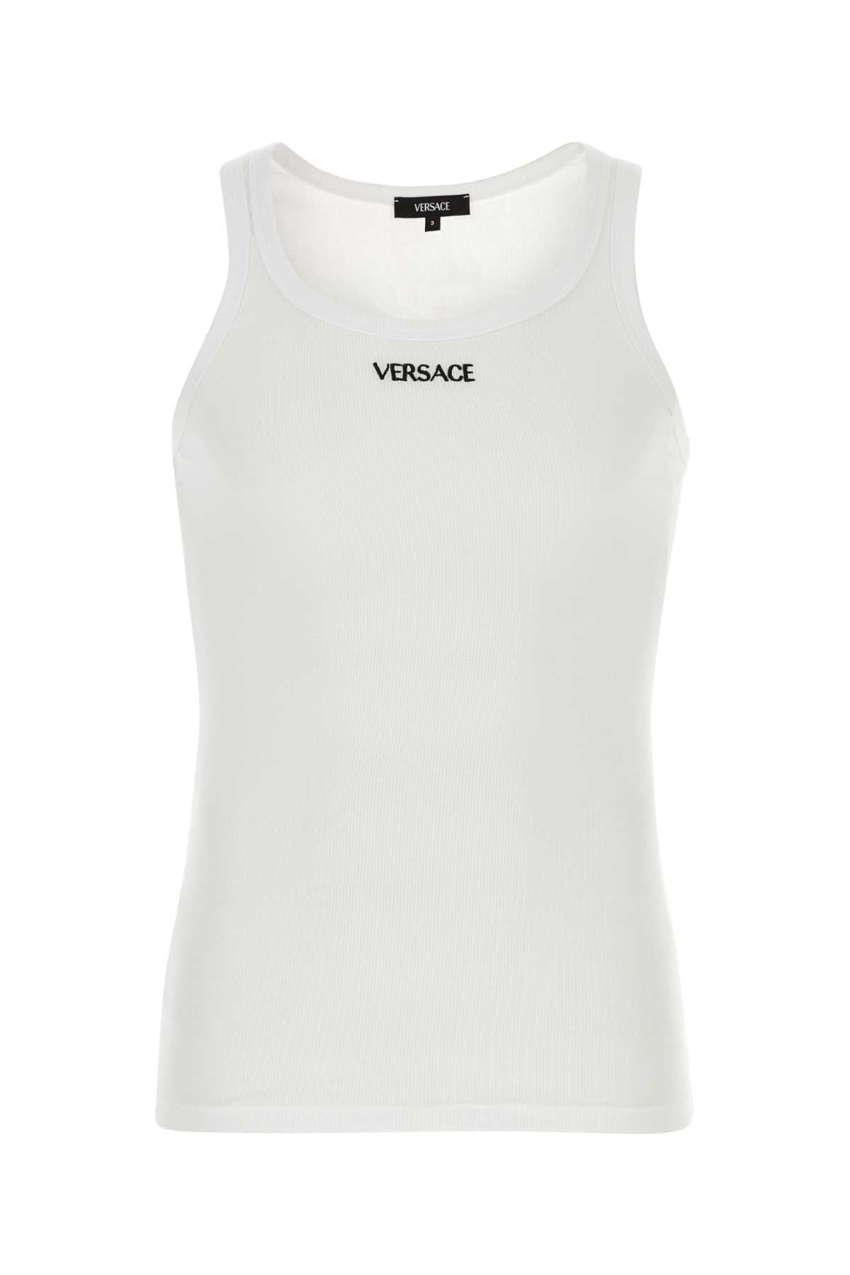 VERSACE Stretch Cotton Tank Top for Men