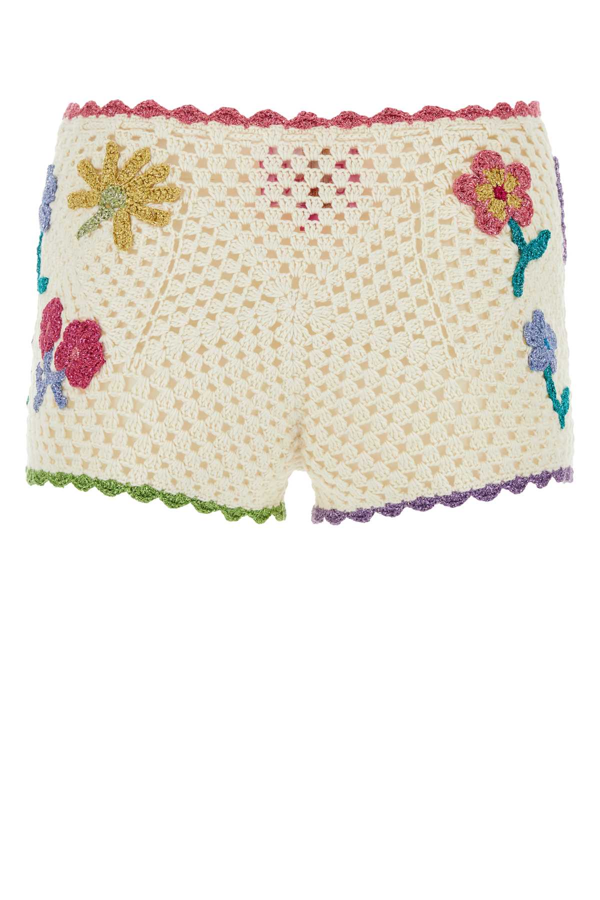 ROSE CARMINE Ivory Crochet Mini Culottes for Women