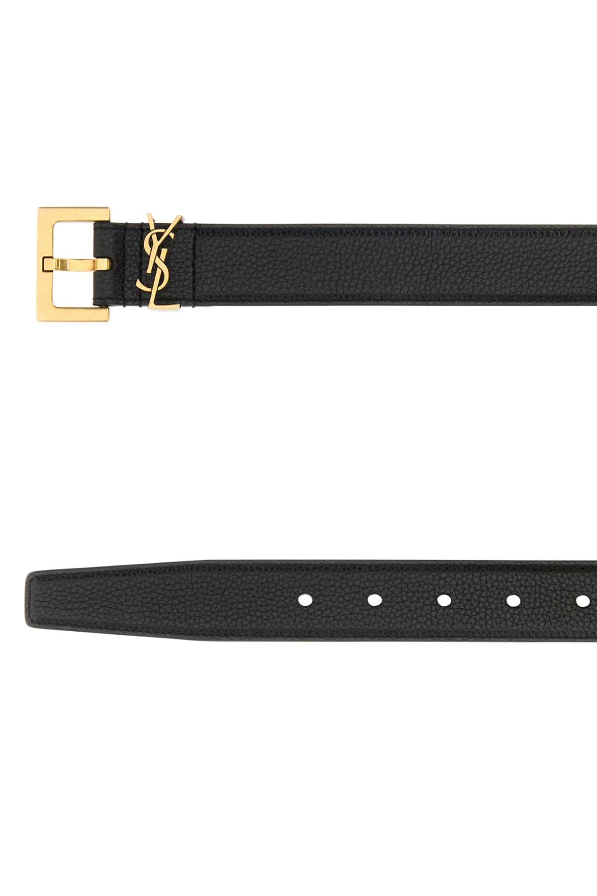 SAINT LAURENT Elegant Leather Cassandre Belt - 3 cm Height