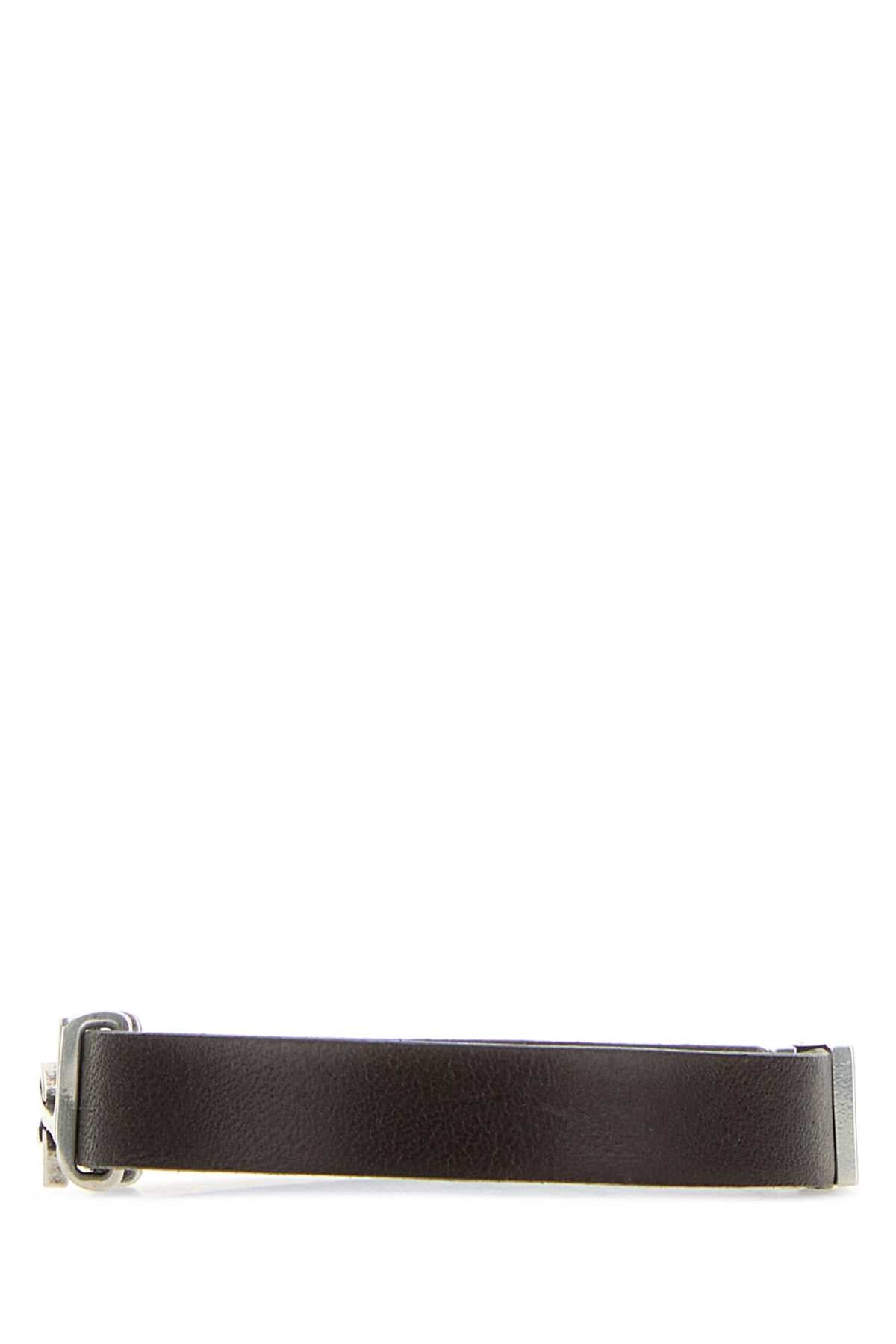 SAINT LAURENT Leather Cassandre Bracelet for Men - 15 cm