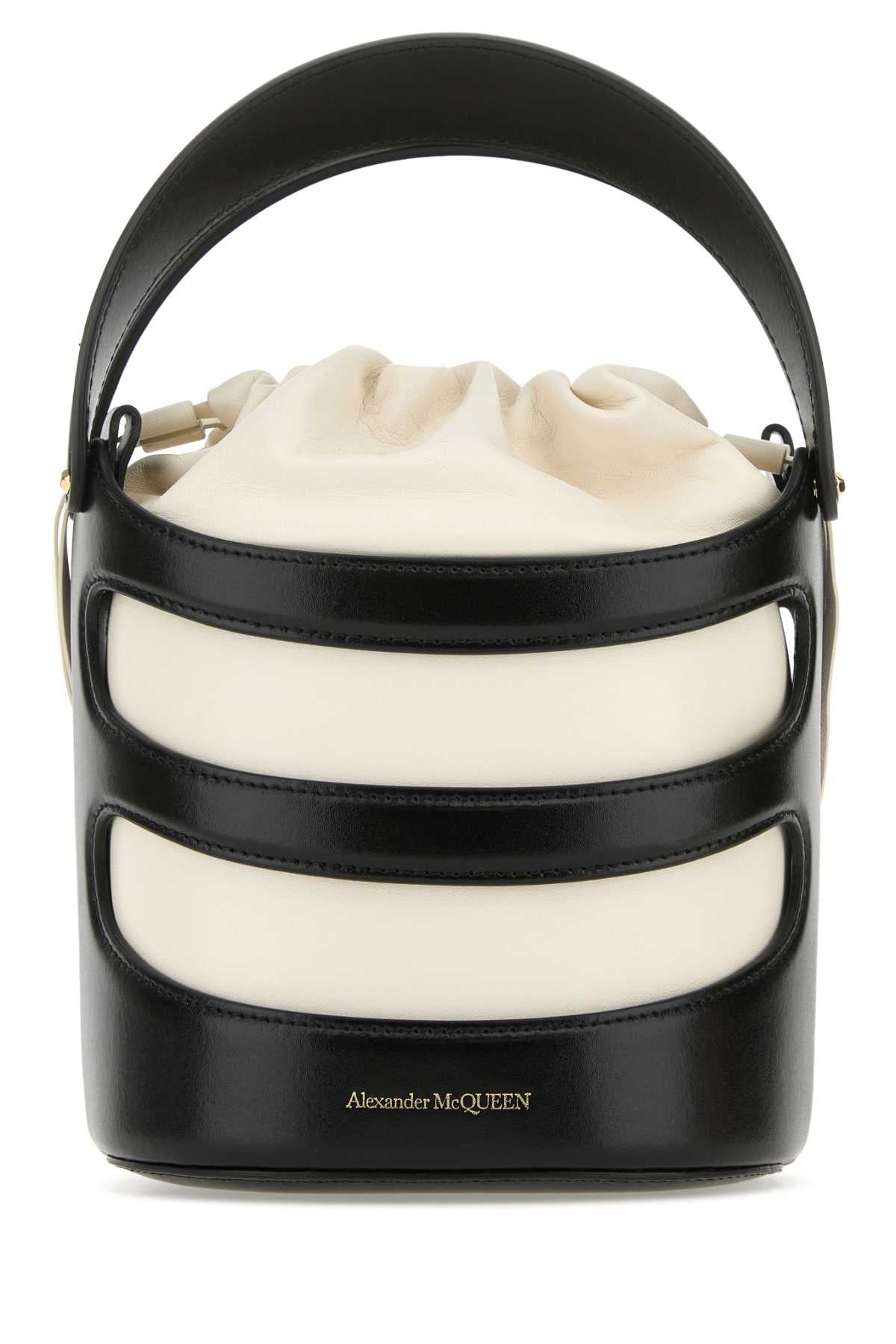 ALEXANDER MCQUEEN Two-tone Leather Mini Bucket Handbag