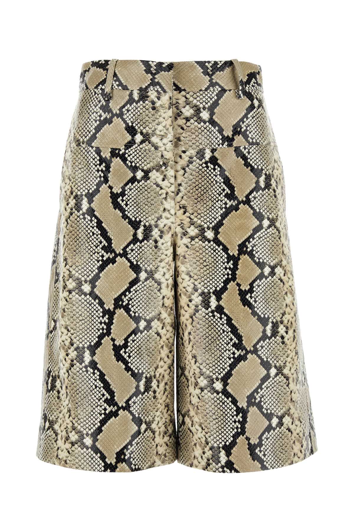 JIL SANDER Animal Print Leather Bermuda Shorts