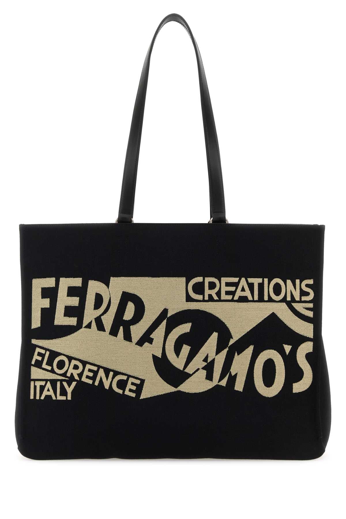 Ferragamo Large TT Sign Canvas Shopping Handbag