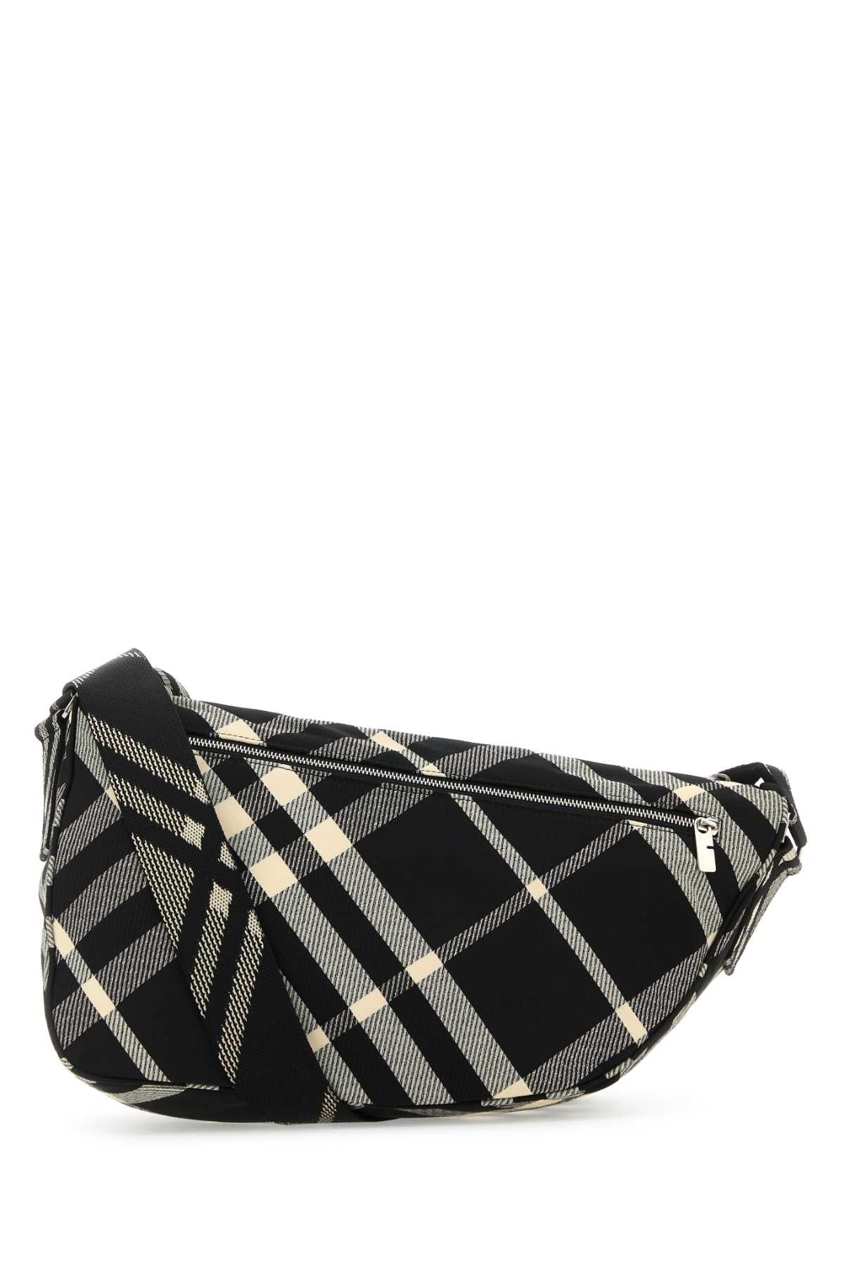 BURBERRY Embroidered Fabric Shield Crossbody Handbag - 38cm x 26cm x 18cm