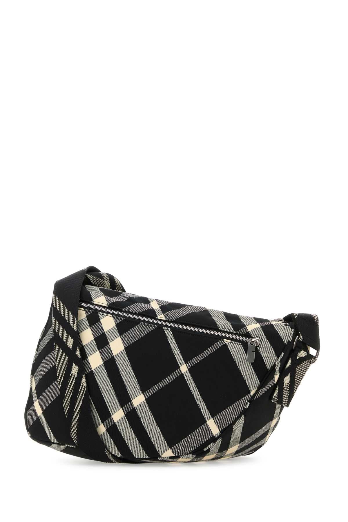 BURBERRY Embroidered Fabric Shield Crossbody Handbag - 38cm x 26cm x 18cm