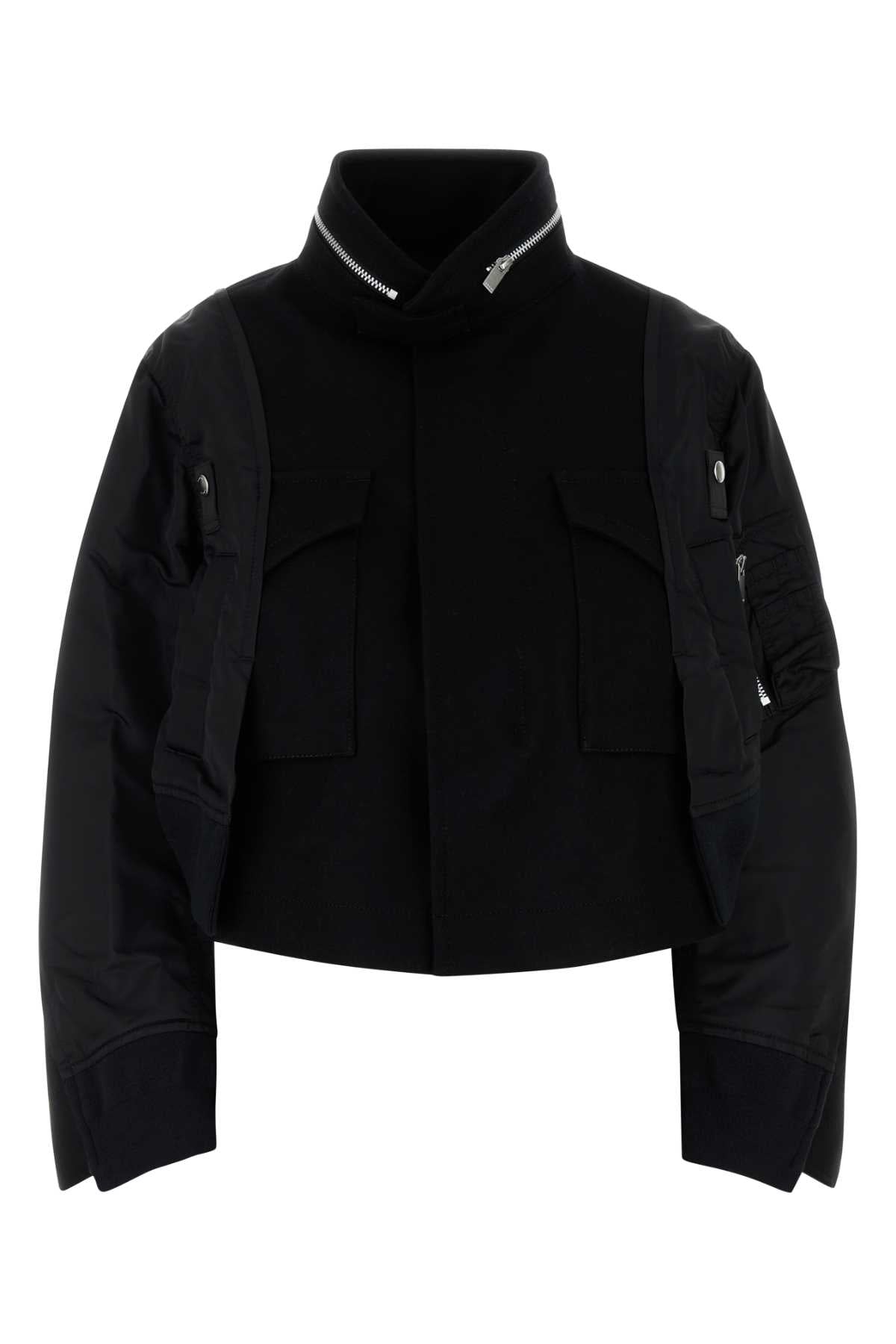 SACAI Wool and Nylon Bomber Jacket for Women