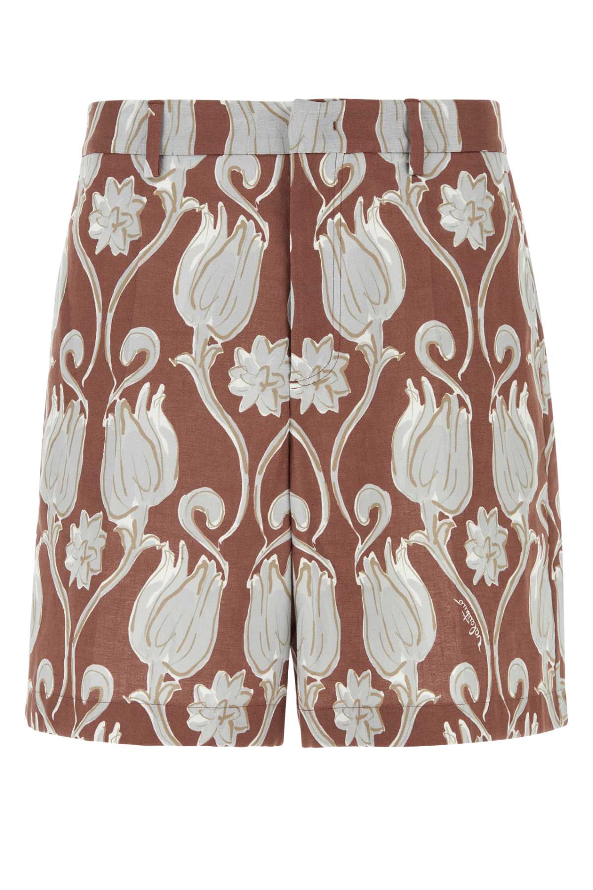 VALENTINO GARAVANI Floral Printed Linen Bermuda Shorts - Mini