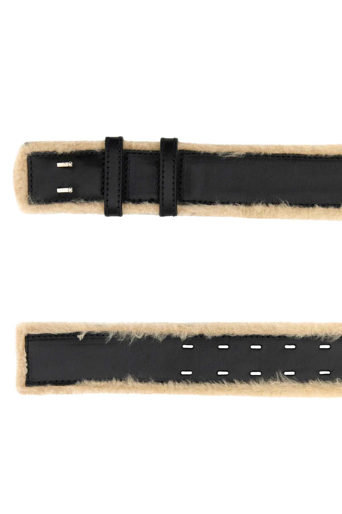 DRIES VAN NOTEN Classic Leather Belt with Silver Finishing - 5.5 cm Height