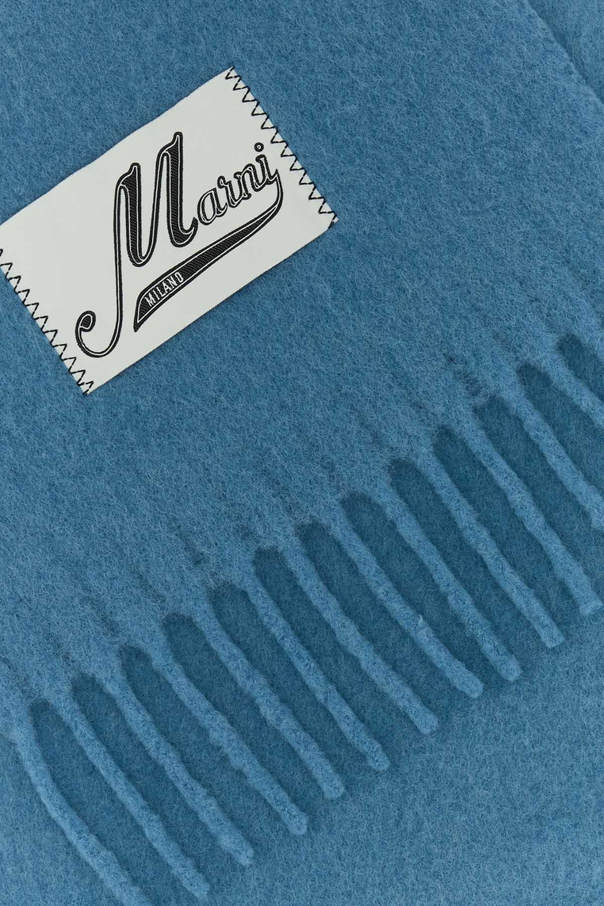 MARNI Light Blue Alpaca Blend Scarf 216 cm x 38 cm