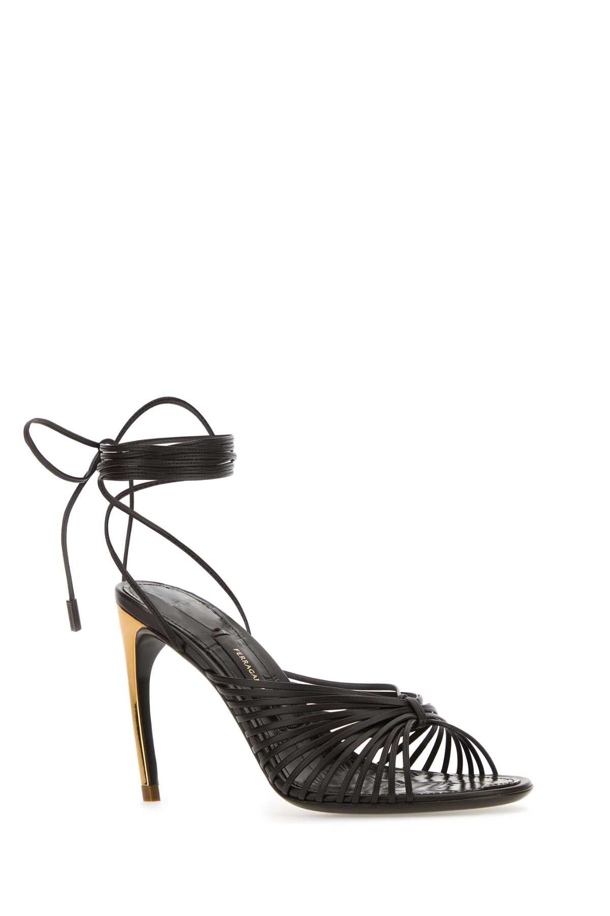 Ferragamo Elevated Leather Atena Sandals with 8.5 cm Heel Height