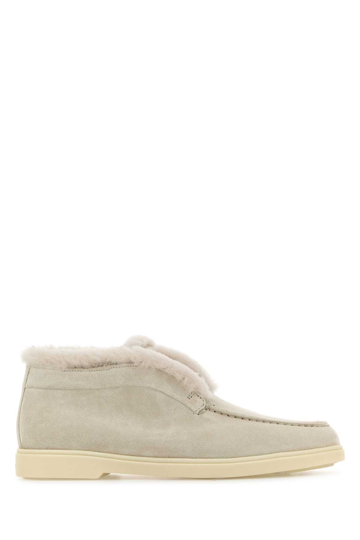 SANTONI Chalk Suede Mini Ankle Boots for Women