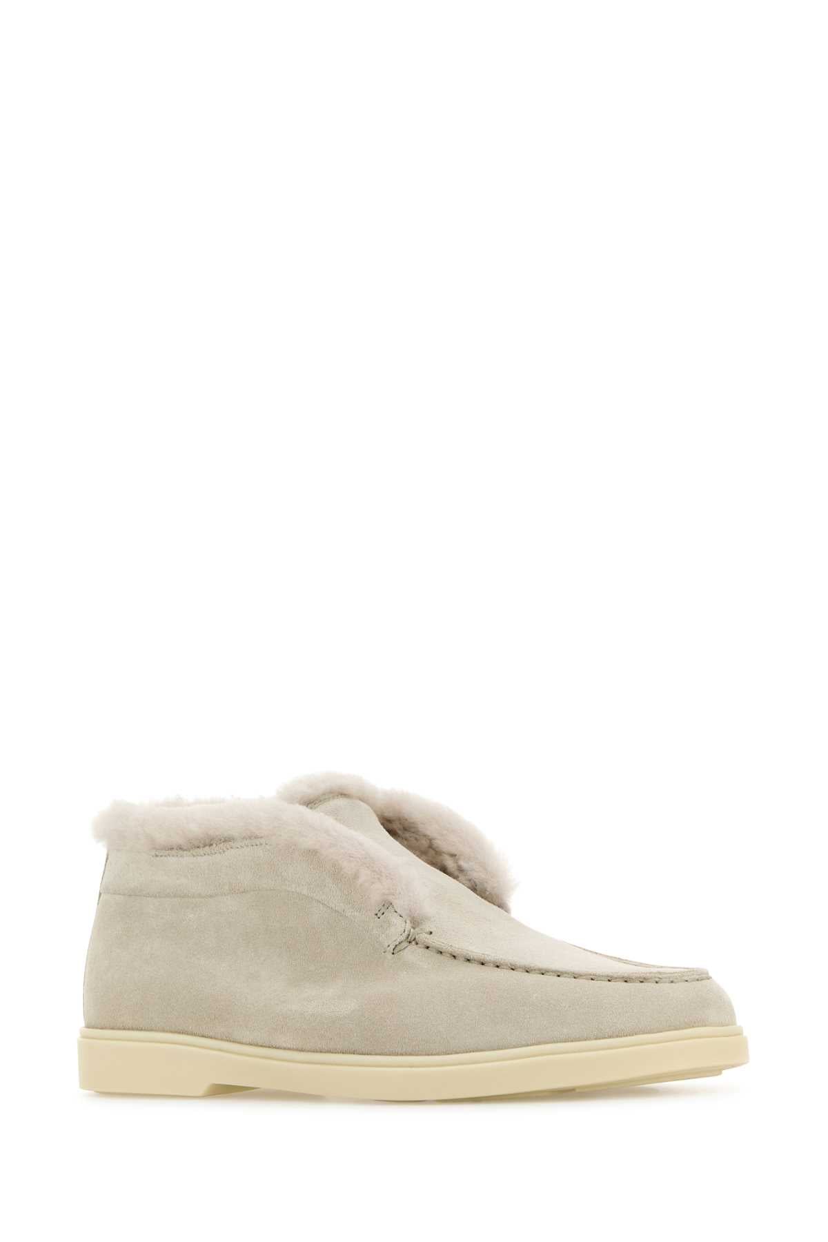 SANTONI Chalk Suede Mini Ankle Boots for Women