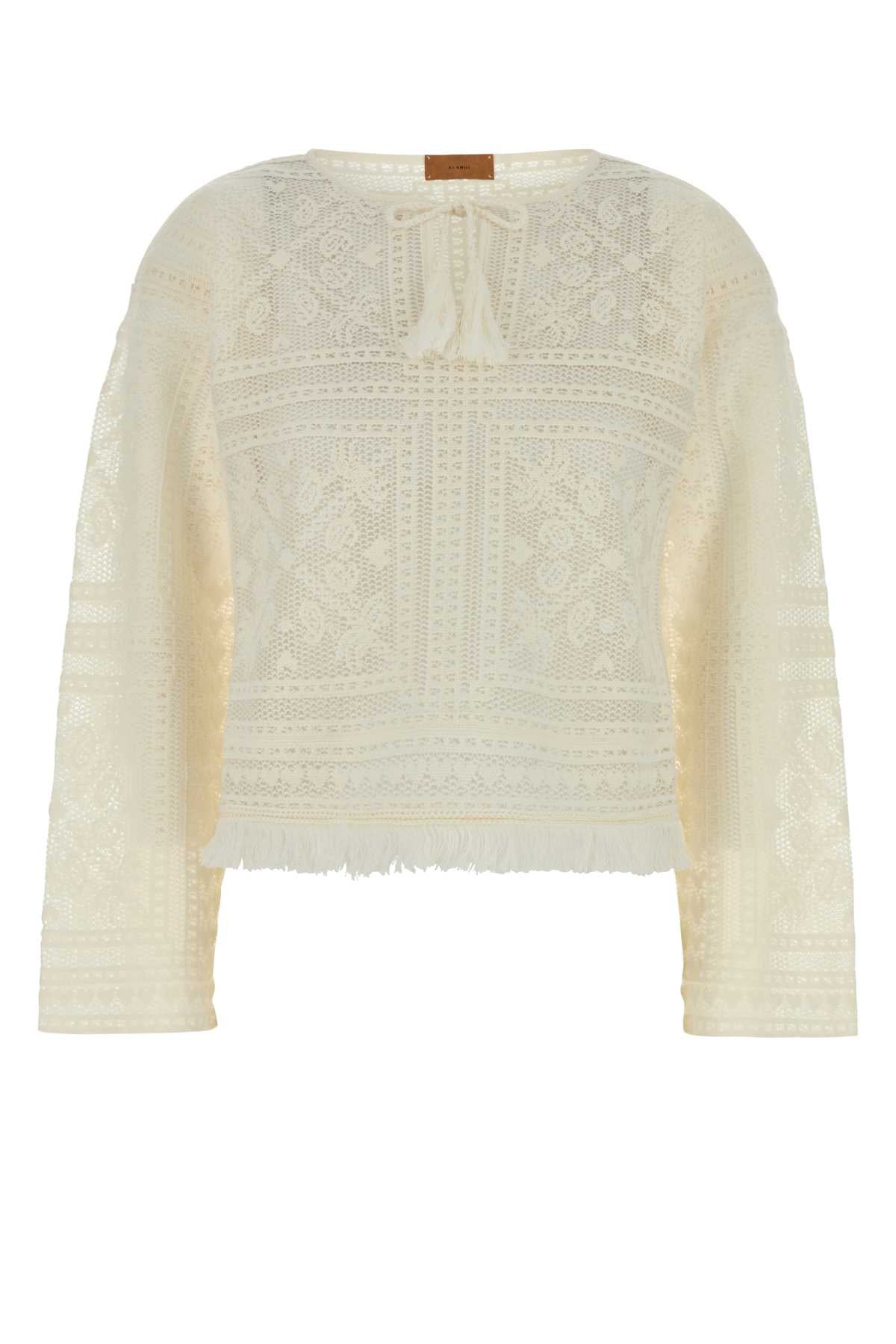 ALANUI Kiss By The Book White Crochet Sweater