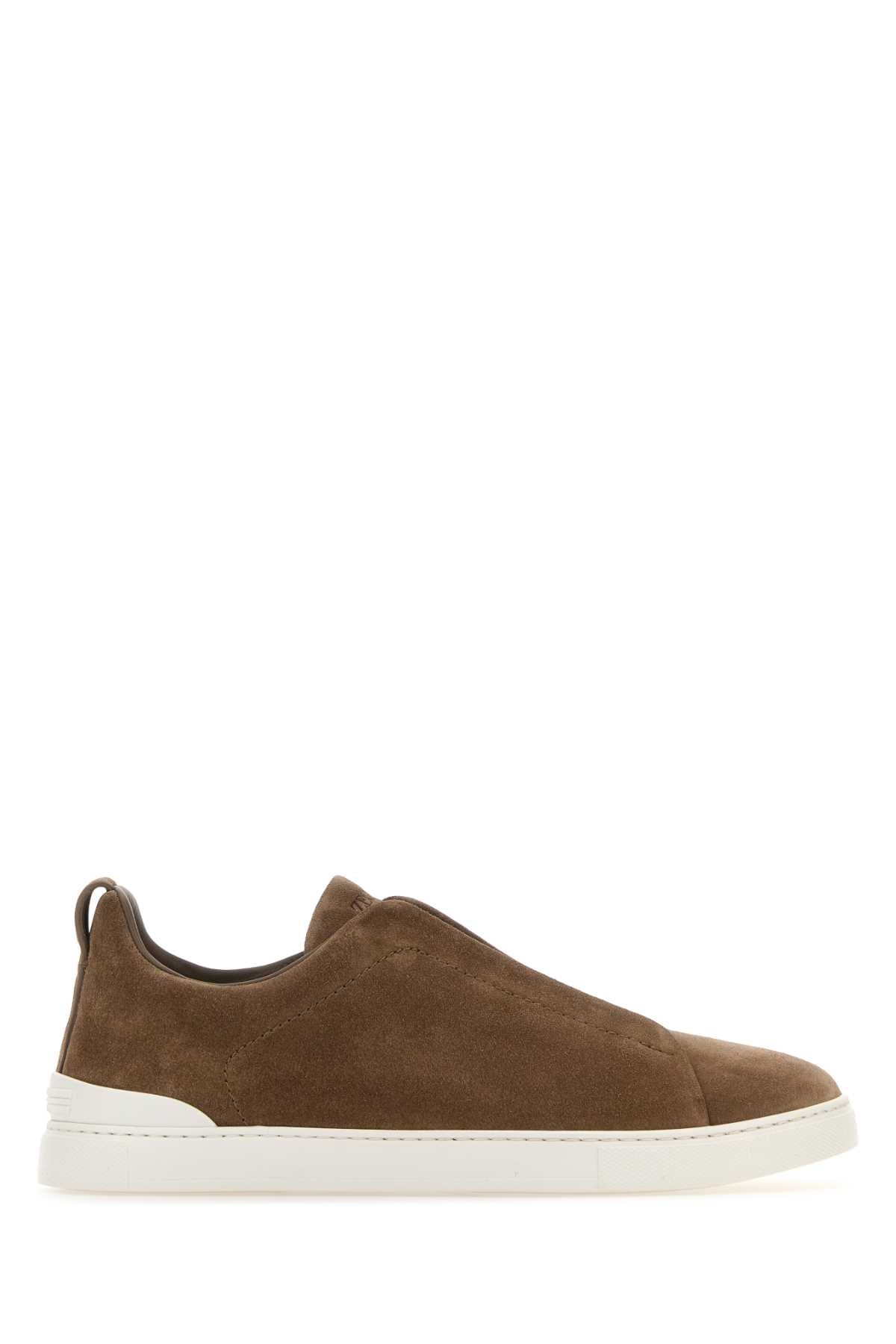 ZEGNA Triple Stitch Suede Slip Ons for Men