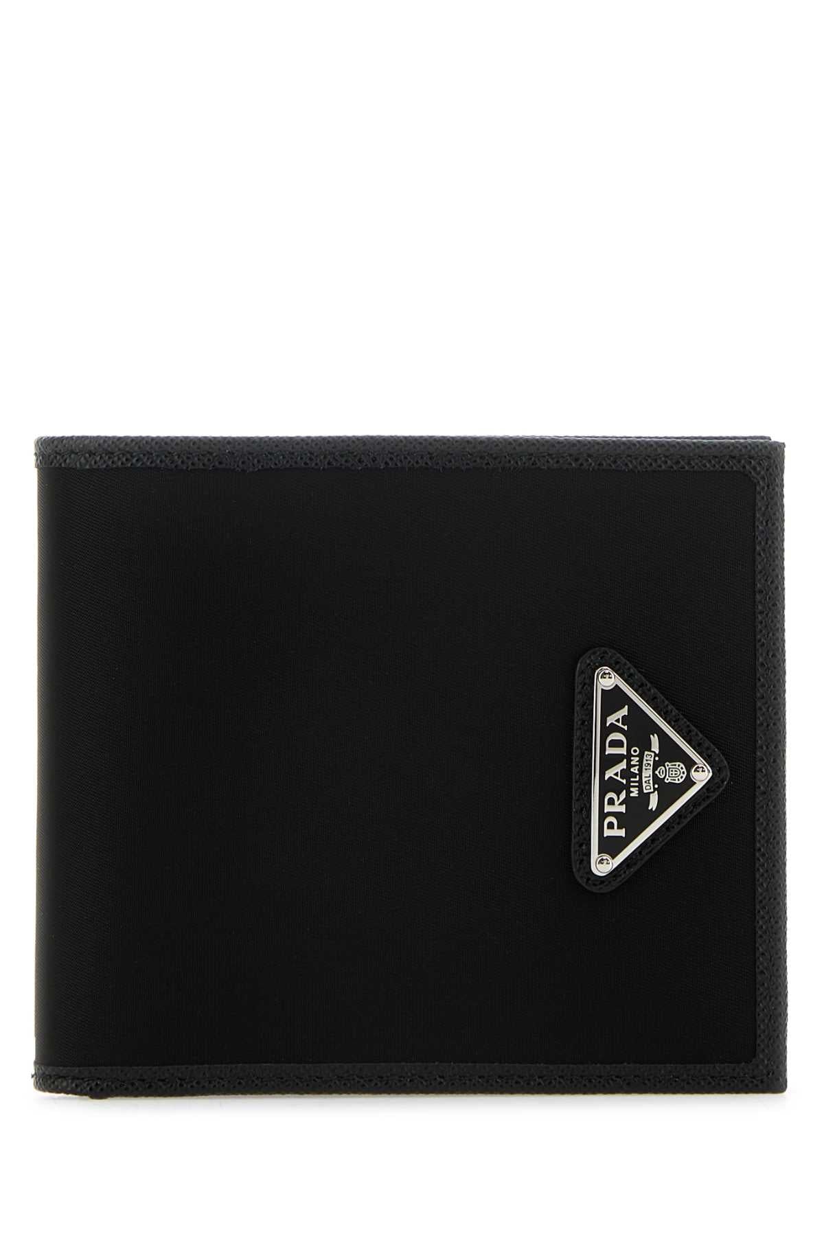 PRADA Sleek Fabric and Leather Mini Wallet - 11 cm x 9.5 cm x 1.5 cm