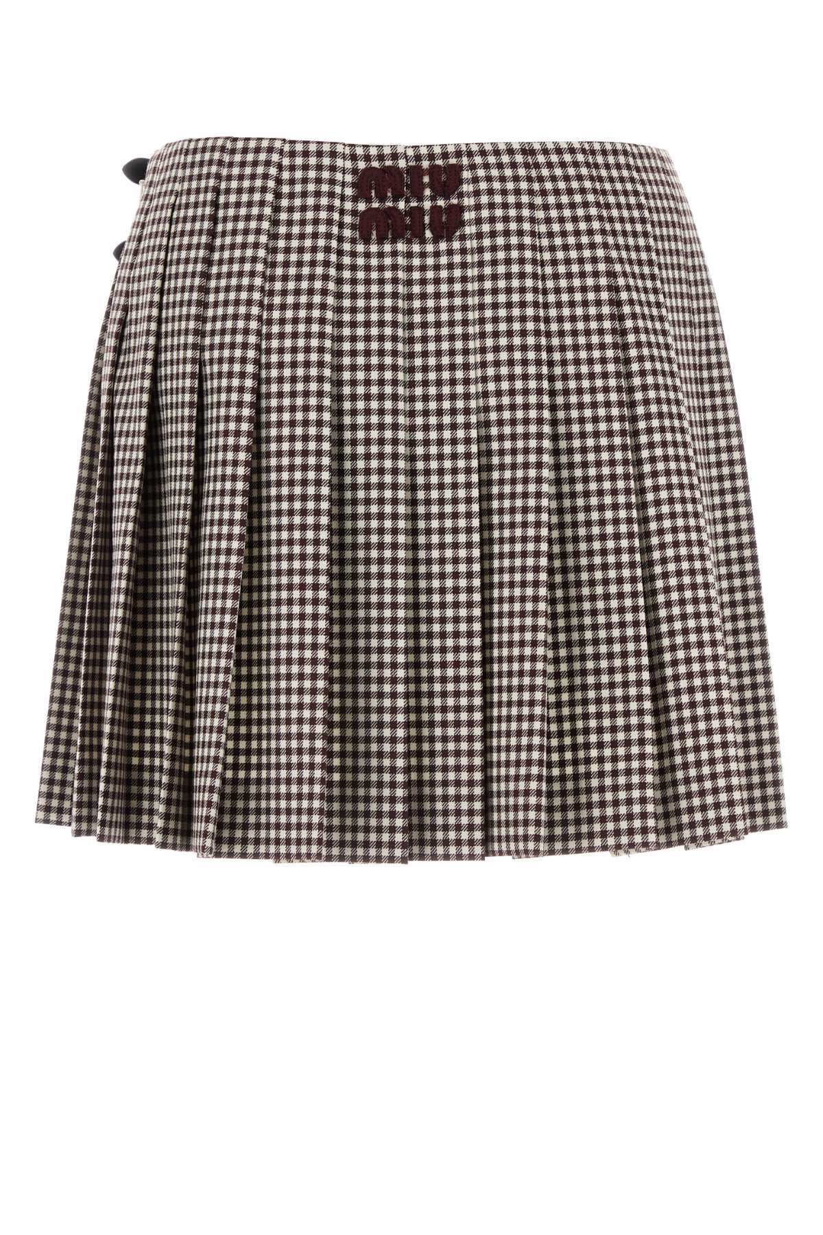 MIU MIU Embroidered Vichy Mini Skirt