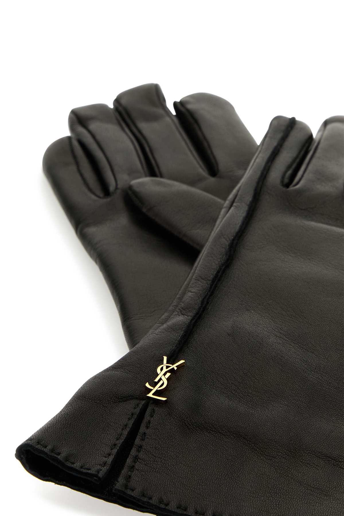 SAINT LAURENT Elegant Leather Cassandre Gloves for Women