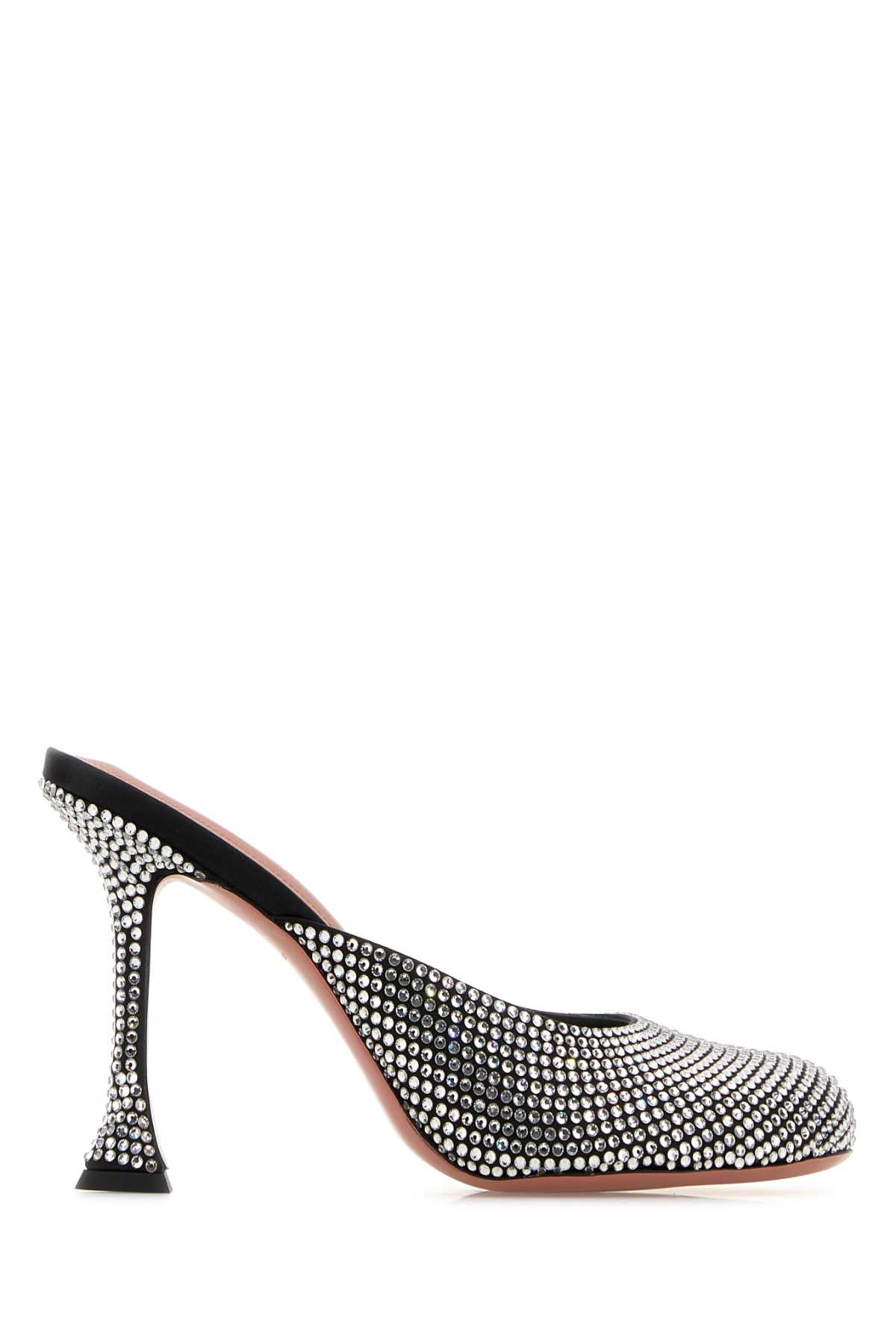 AMINA MUADDI Embellished Satin Iris Flat 9.5 cm Heel