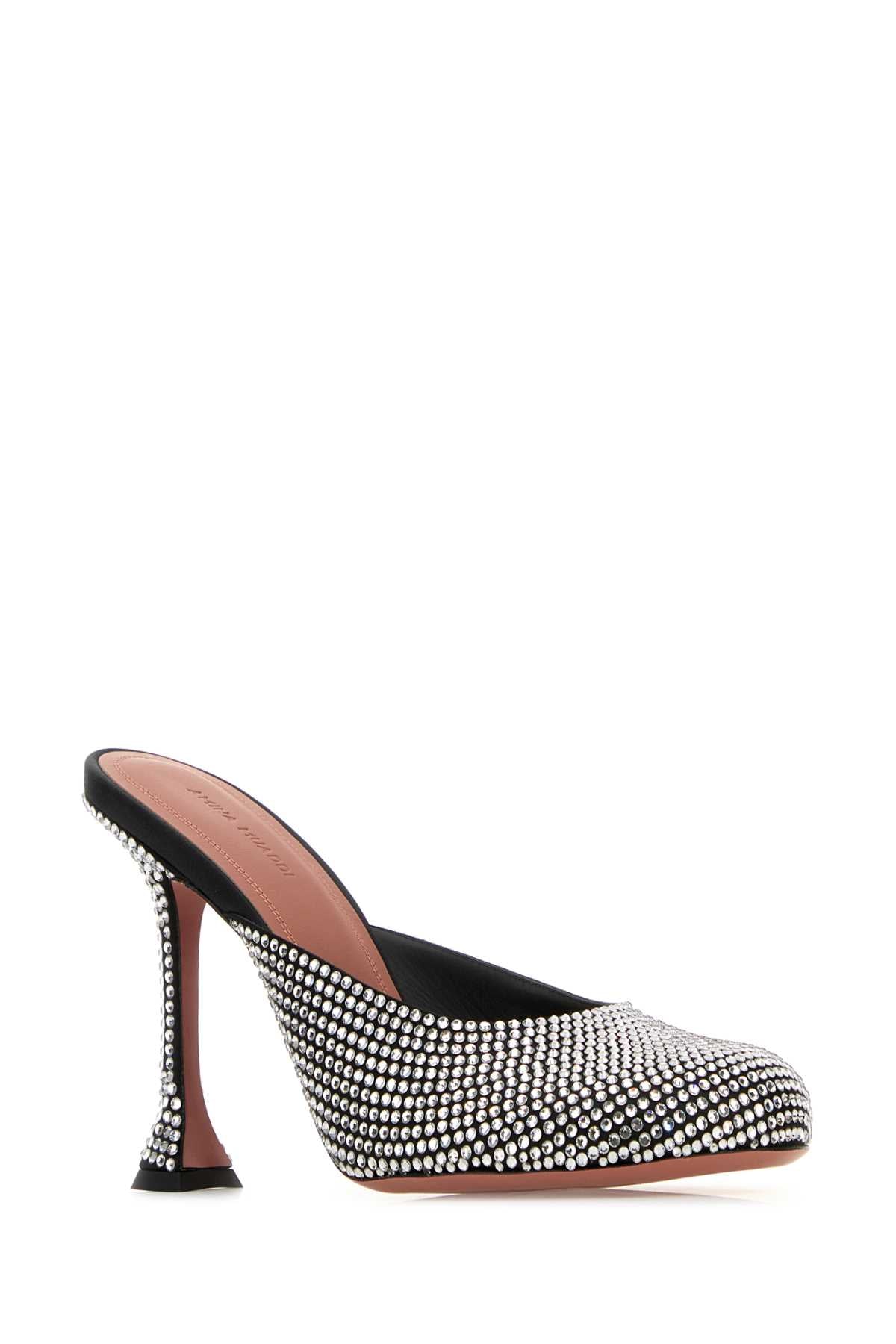 AMINA MUADDI Embellished Satin Iris Flat 9.5 cm Heel