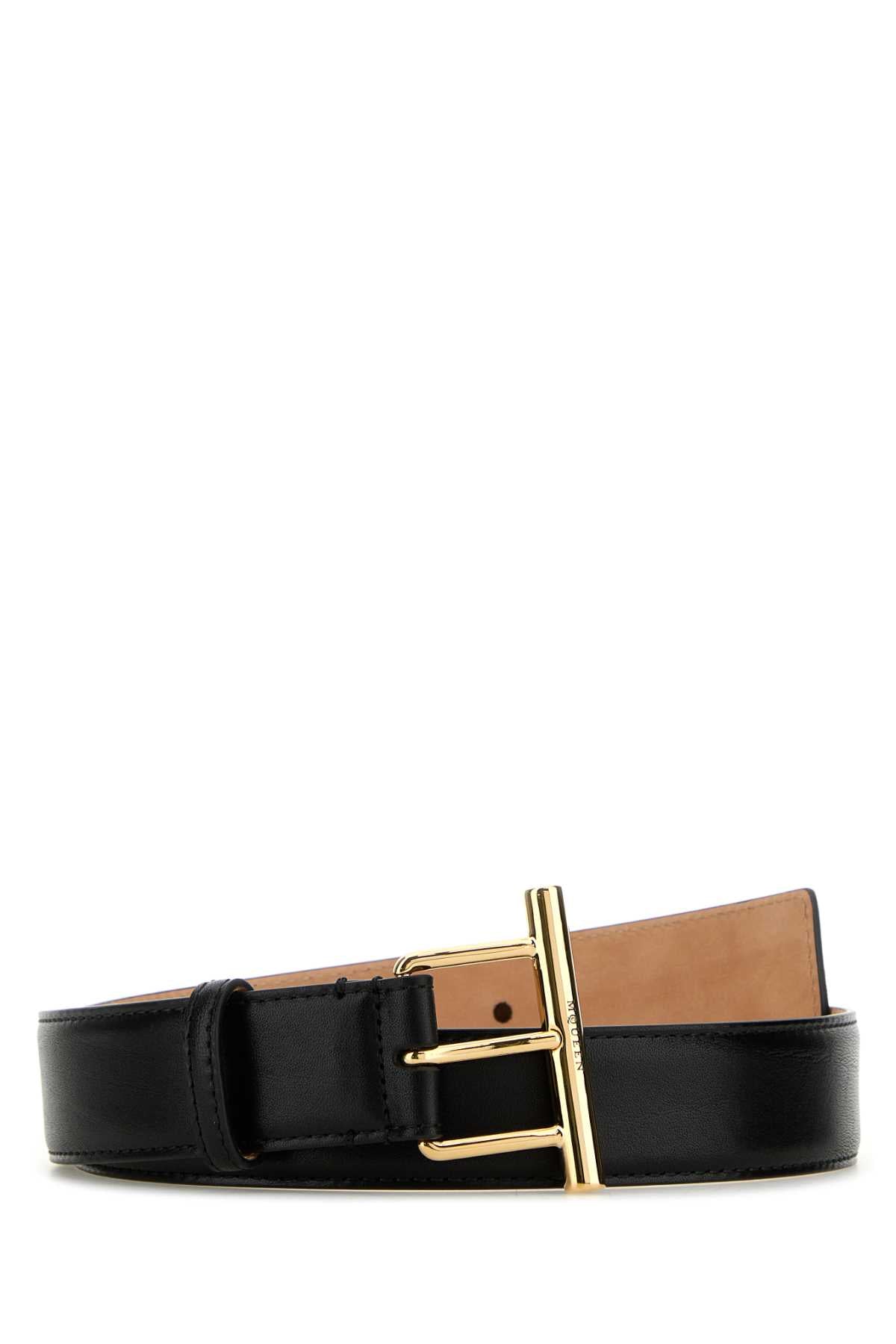 ALEXANDER MCQUEEN Elegant Leather Belt with Golden Detailing - 3.5 cm Height