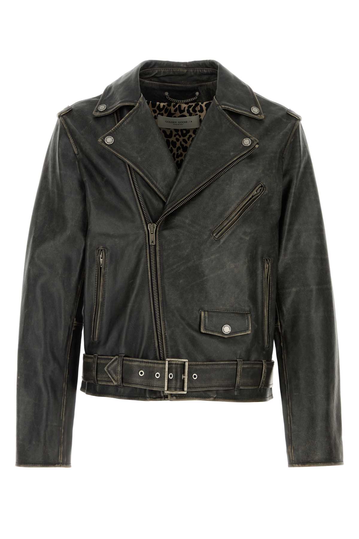 GOLDEN GOOSE DELUXE BRAND Slate Leather Jacket for Men
