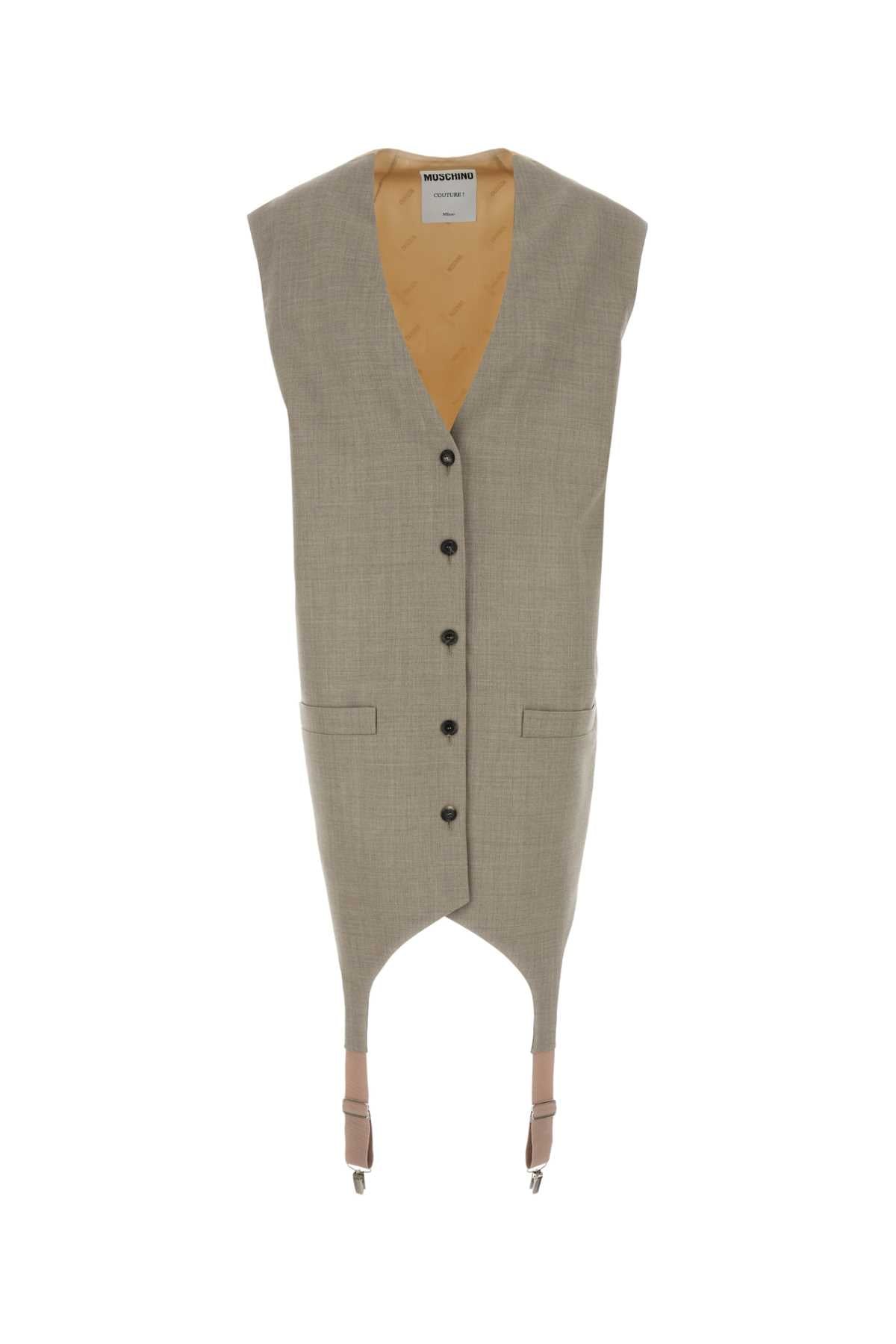 MOSCHINO Oversize Two-Tone Wool and Satin Vest