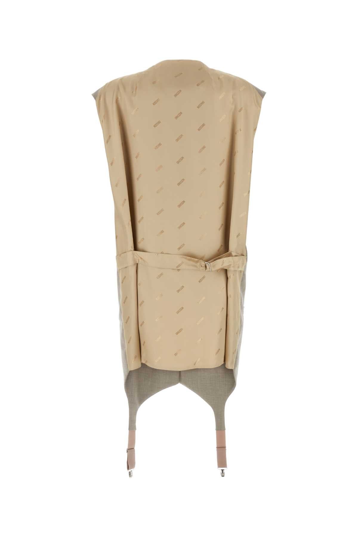 MOSCHINO Oversize Two-Tone Wool and Satin Vest