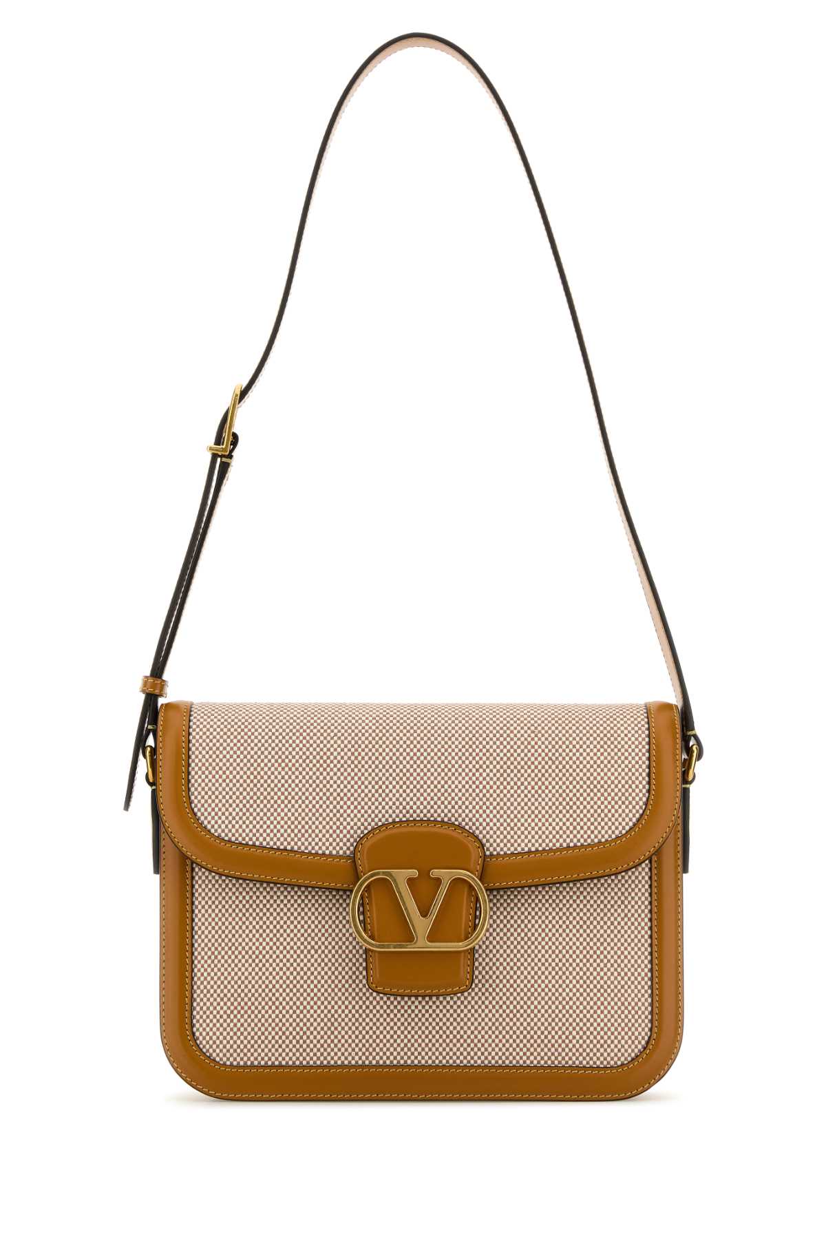 VALENTINO GARAVANI Two-tone Canvas and Leather 9TO5 Shoulder Handbag - 24.5cm x 18.5cm