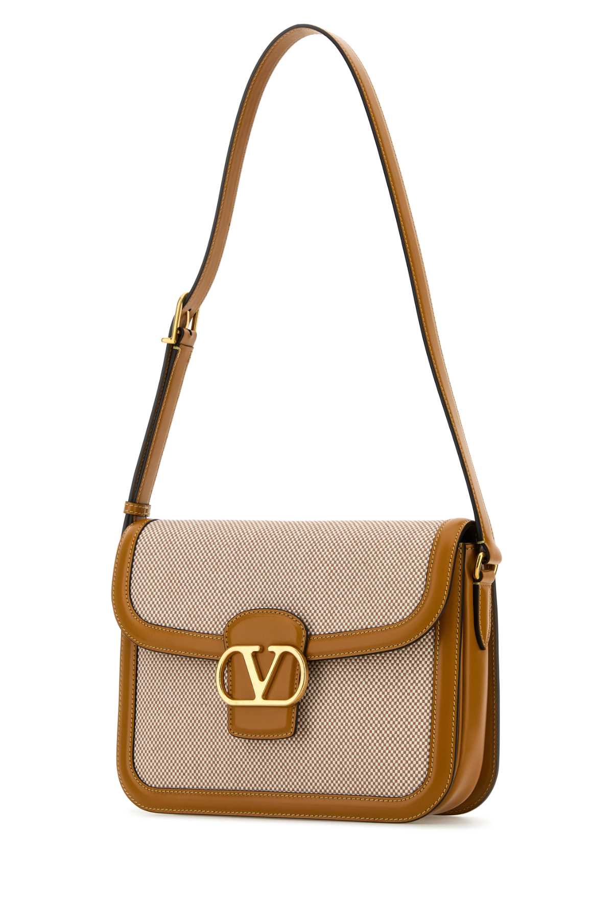 VALENTINO GARAVANI Two-tone Canvas and Leather 9TO5 Shoulder Handbag - 24.5cm x 18.5cm