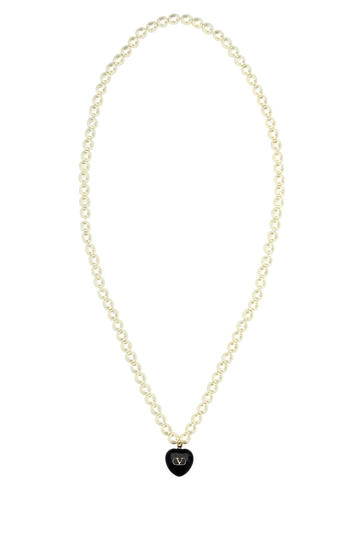 VALENTINO GARAVANI Ivory Pearls Coeur Royal Necklace - 85 cm
